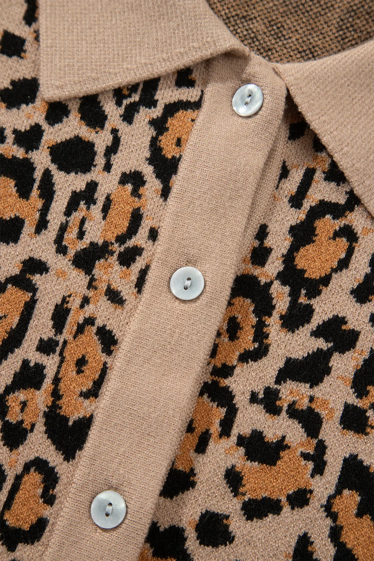 Leopard Print Button-Up Cardigan Long Sleeve Cardigans – Brown