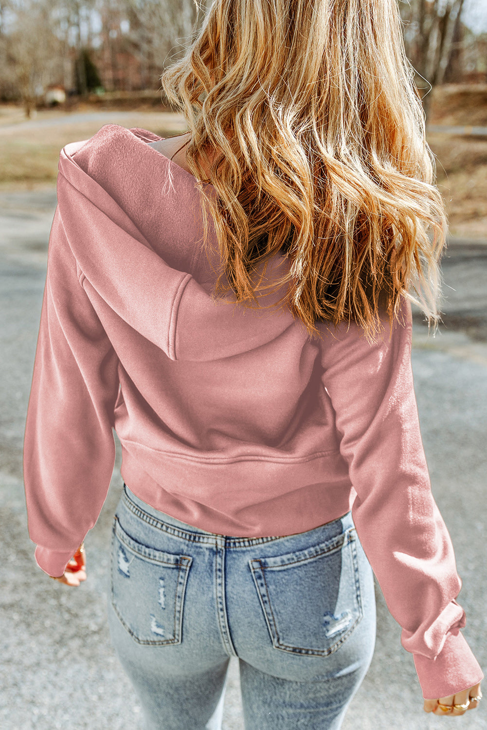 Pink Quarter Zip Kangaroo Pocket Hoodie eAura