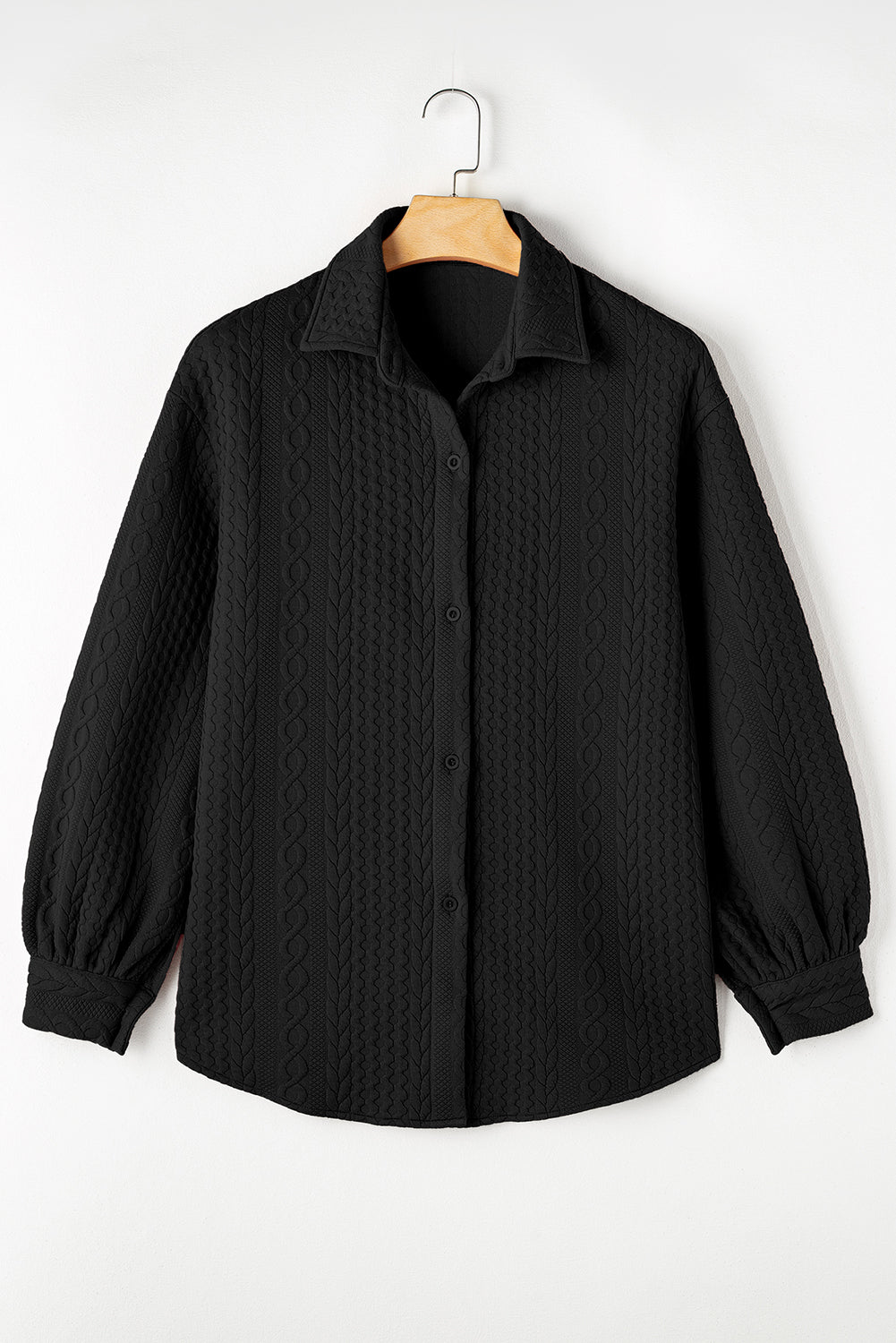 Textured Puff Sleeve Loose Shacket eAura