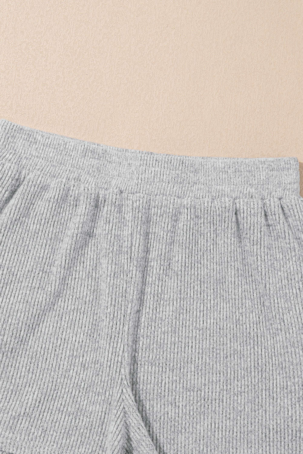 Light Grey 3 Pieces Rib Crop Camisole Matching Shorts Lounge Set with Cardigan eAura