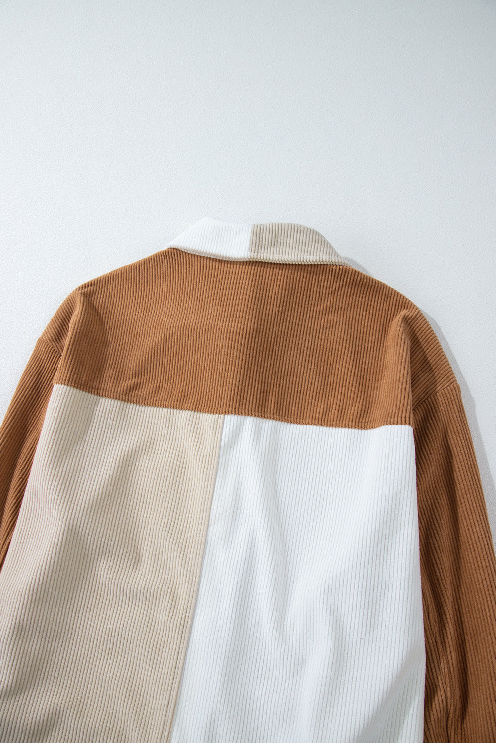 Multicolour Corduroy Colourblock Loose Shacket eAura