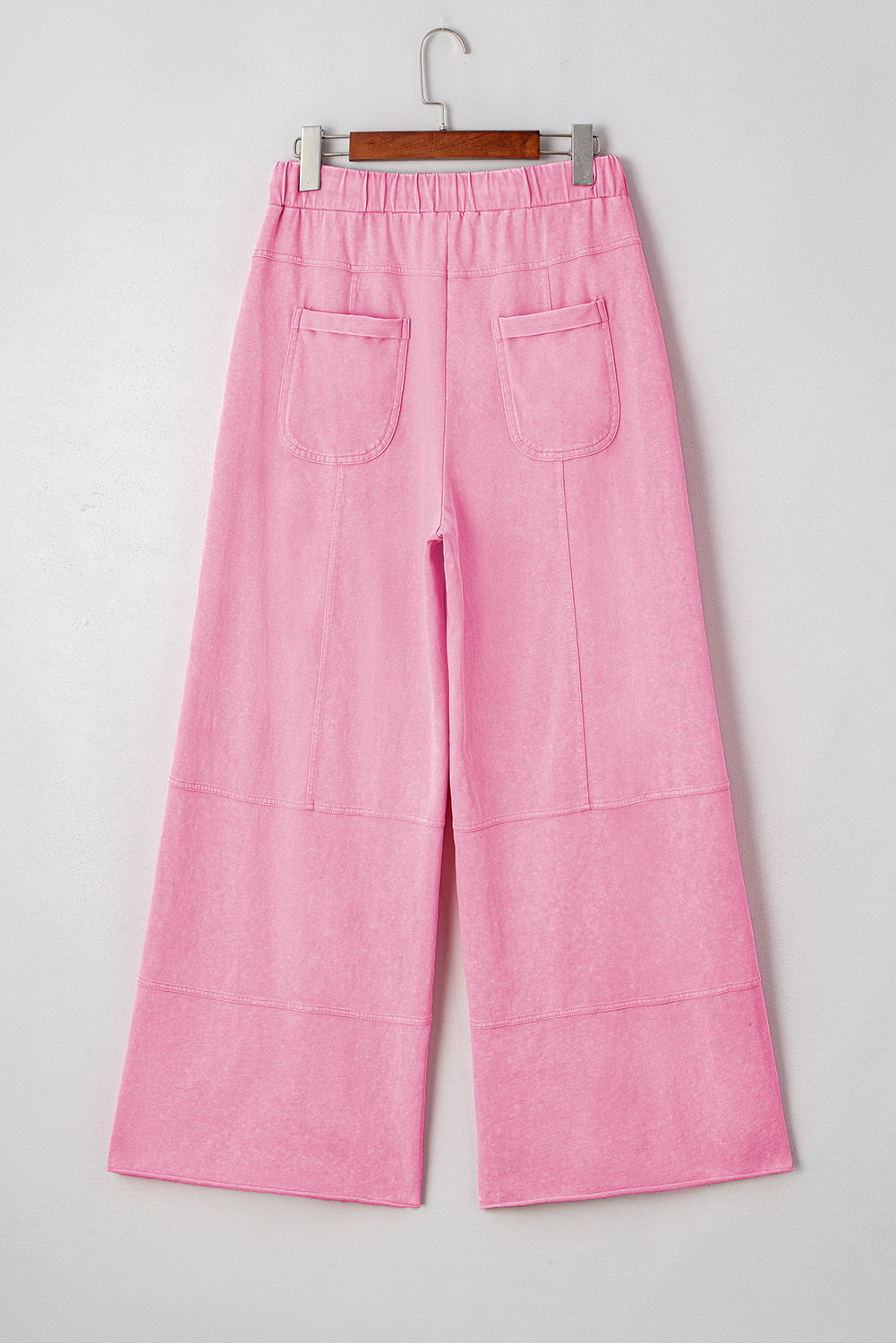 Mineral Wash Exposed Seam Drawstring High Waist Wide Leg Cargo Trousers eAura