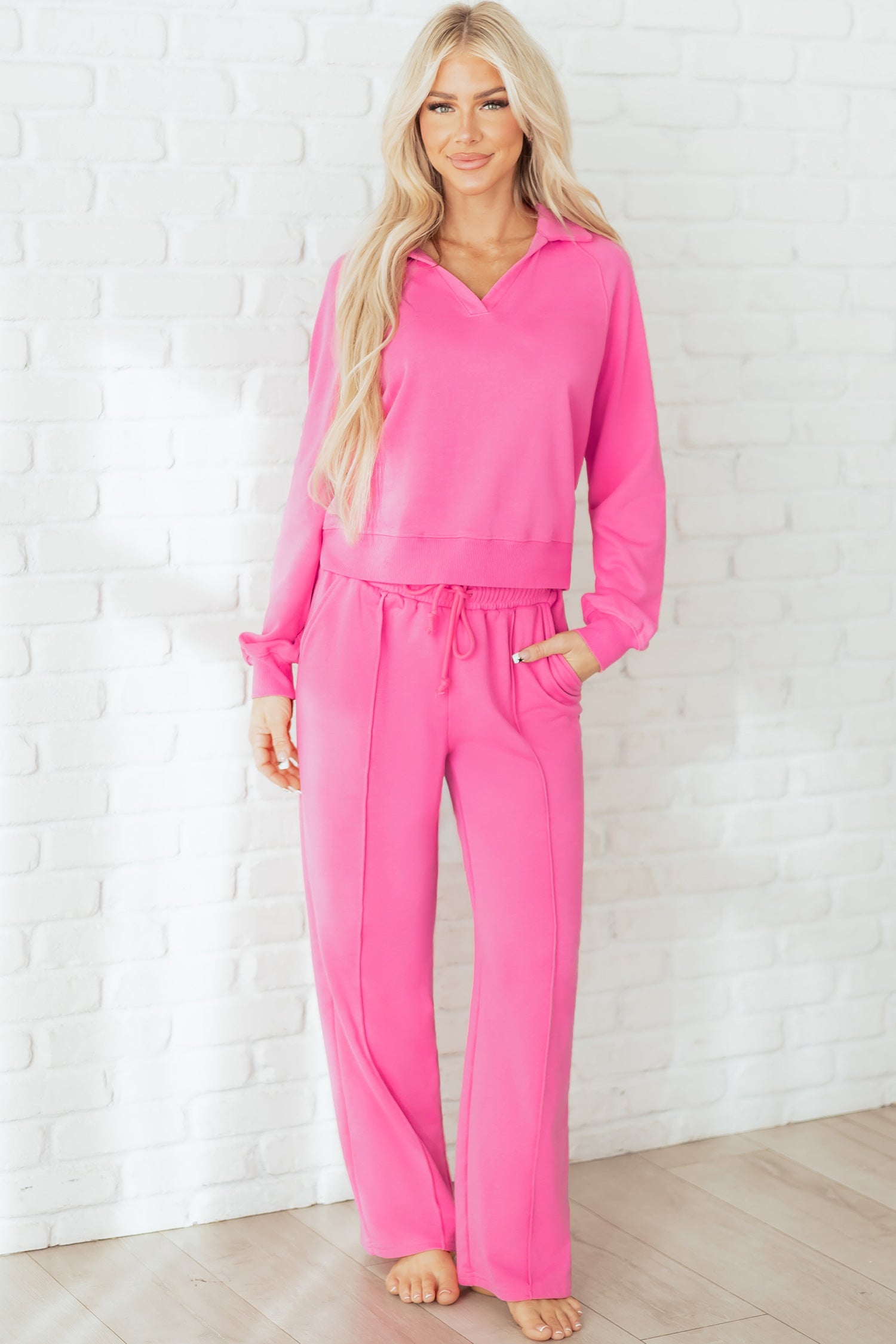 Collared Pullover and Central Seam Trousers Co-ord Set - eAura