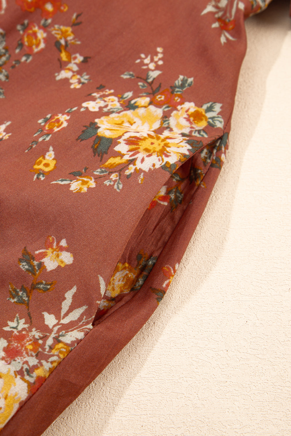 Floral Puff Sleeve Square Neck Knot Open Back Mini Dress eAura