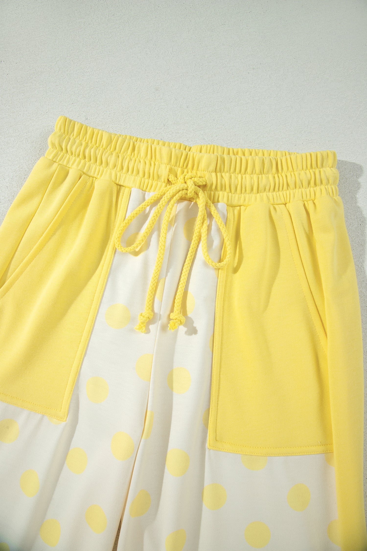 Color Block Patchwork Polka Dot Wide Leg Pant Set – Yellow