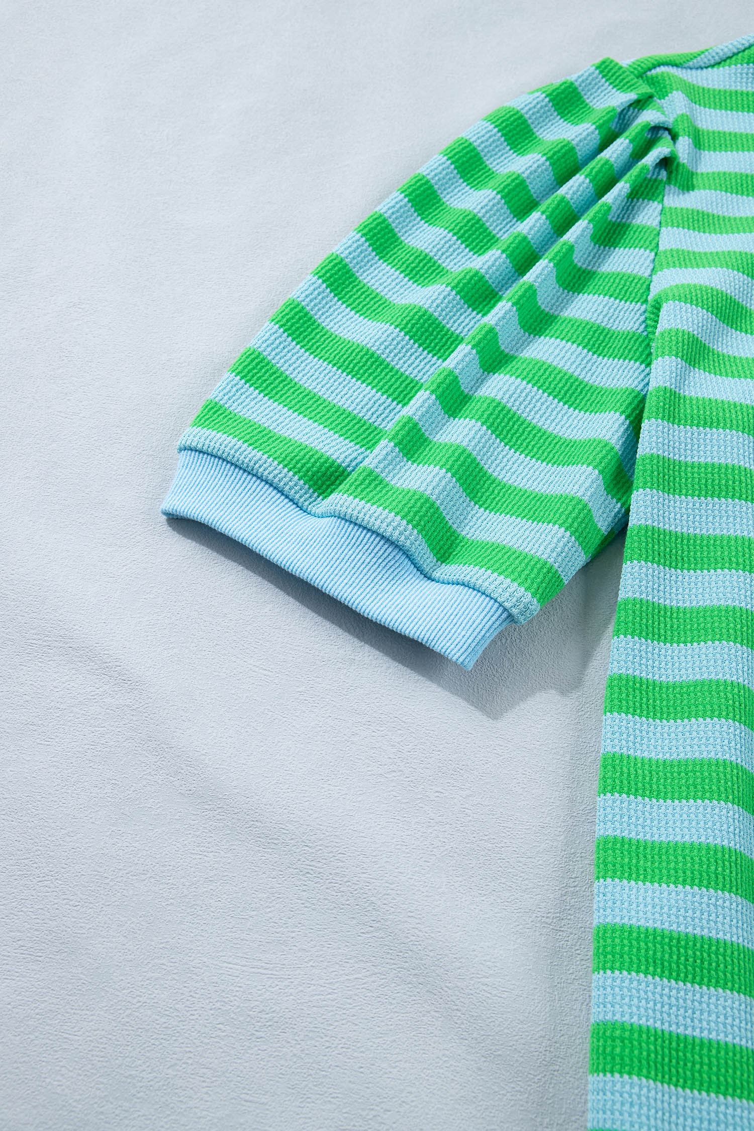 Puff Short Sleeve T Shirt Matching Shorts Set – Green Stripe