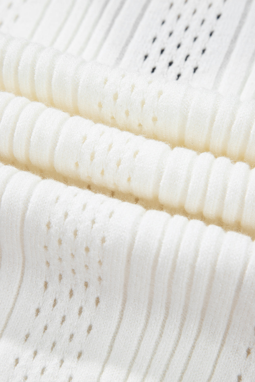 White Contrast Trim Eyelet Knit Colourblock V Neck Sweater Vest eAura