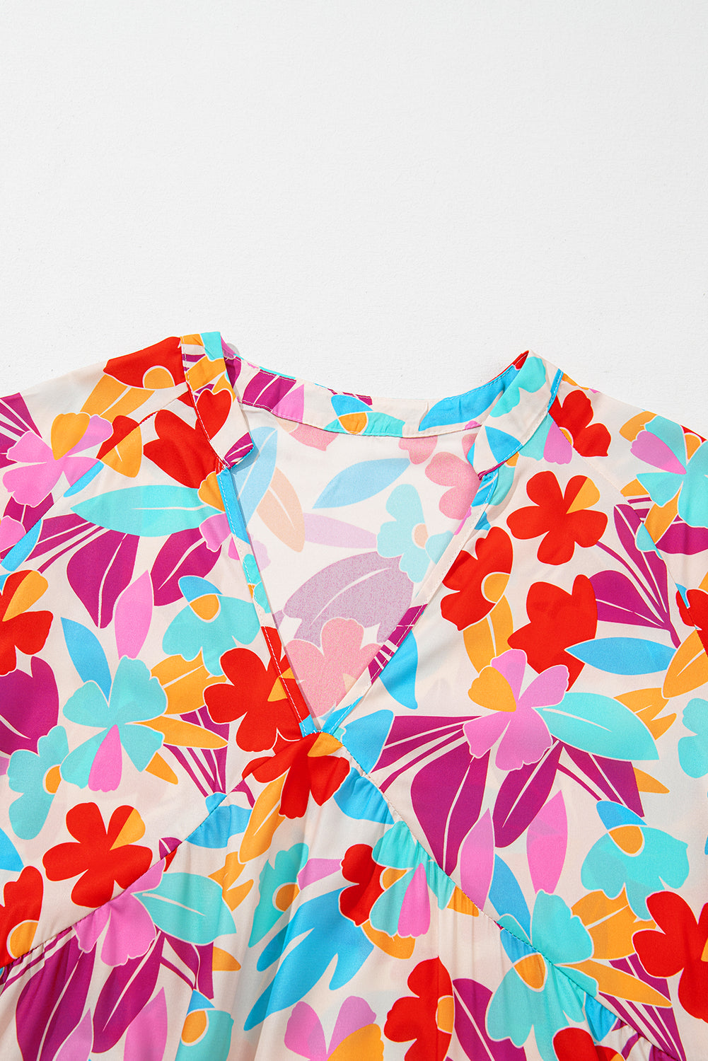 Multicolour Floral Tiered V Neck Plus Dress BB Fashion Outlet