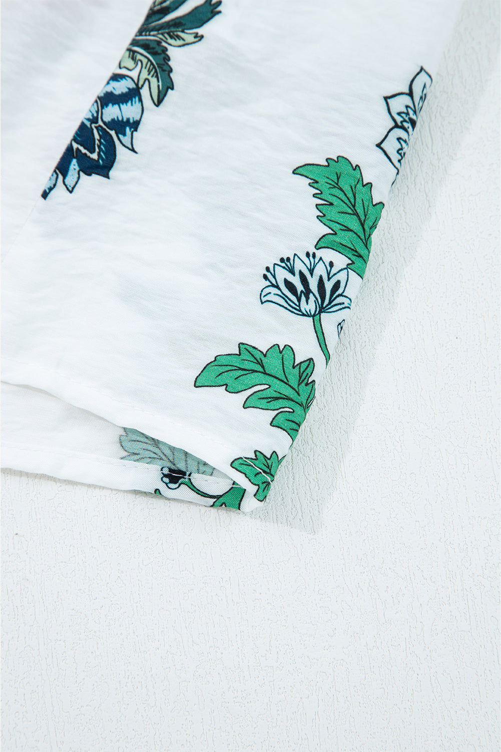 White Floral Print Frilled Collar V-Neck Long Sleeve Shirt - eAura