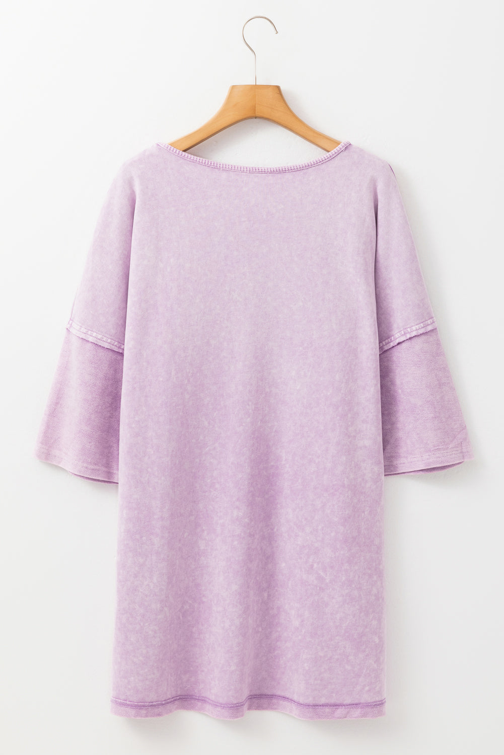 Strawberry Pink Mineral Wash Drop Sleeve Patchwork Plus Tee BB Fashion Outlet