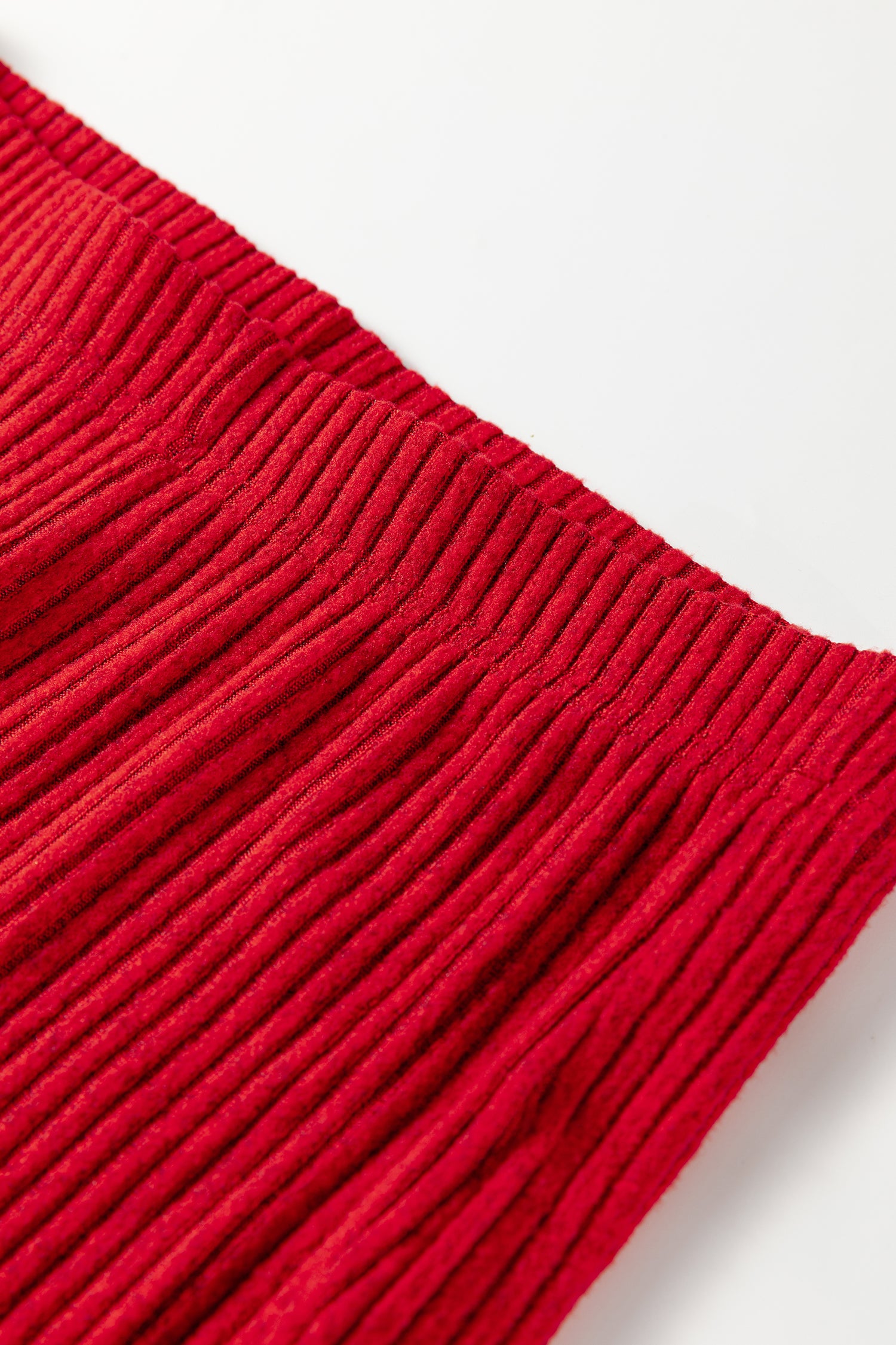Ribbed Notched Neck Knit Long Sleeve Leggings Two Pieces Lounge Set – Racing Red