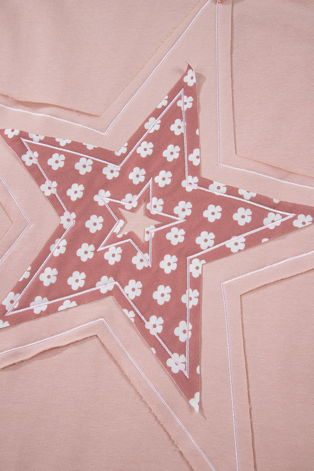 Delicacy Star Patch Graphic Floral Colour Block Drawstring Plus Size Hoodie BB Fashion Outlet