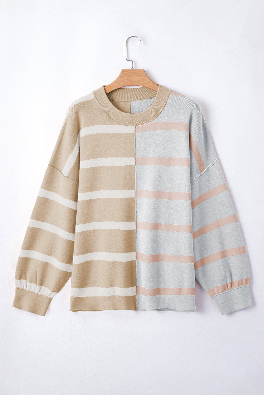 Pink Stripe Colourblock Oversized Sweater eAura