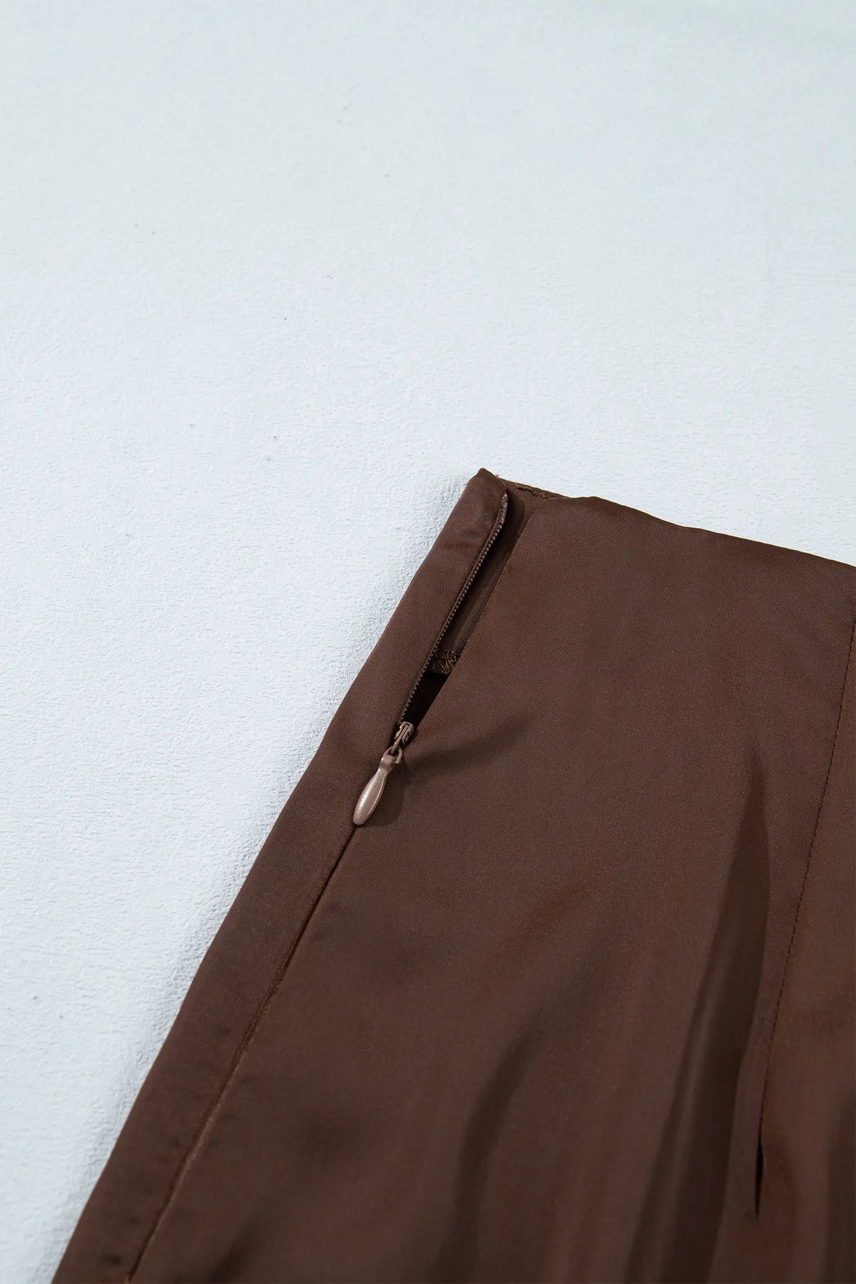 Lace Patchwork Hem Long Casual Shift Skirt – Dark Brown