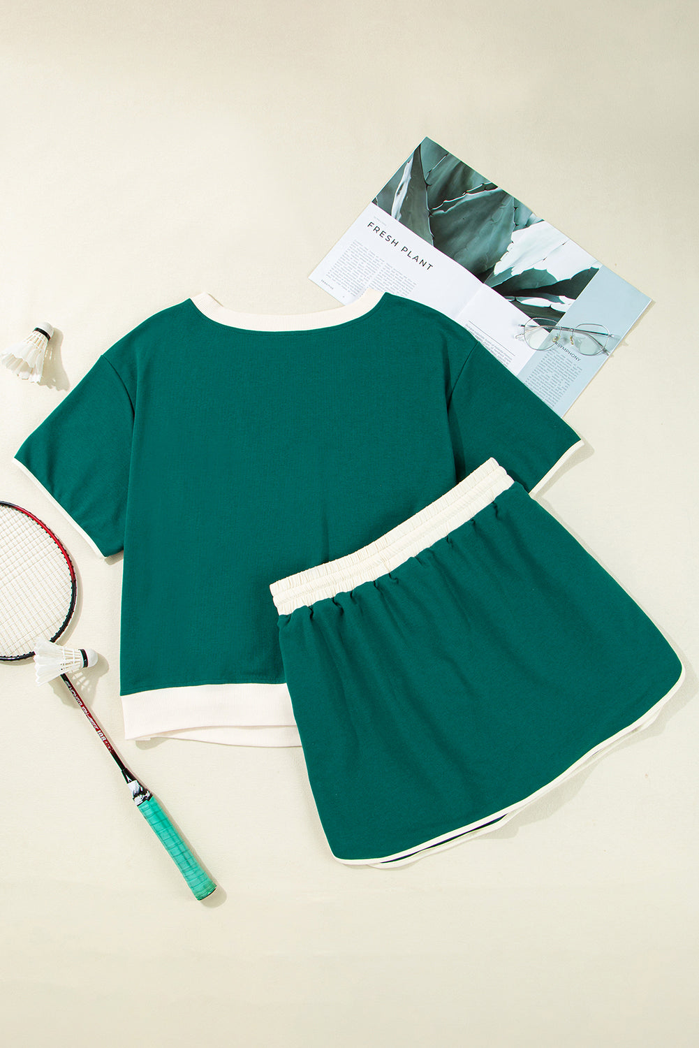 Plus Size Contrast Trim T-Shirt and Skirt Two Piece Co-ord Set Dear-Lover Dropshipping