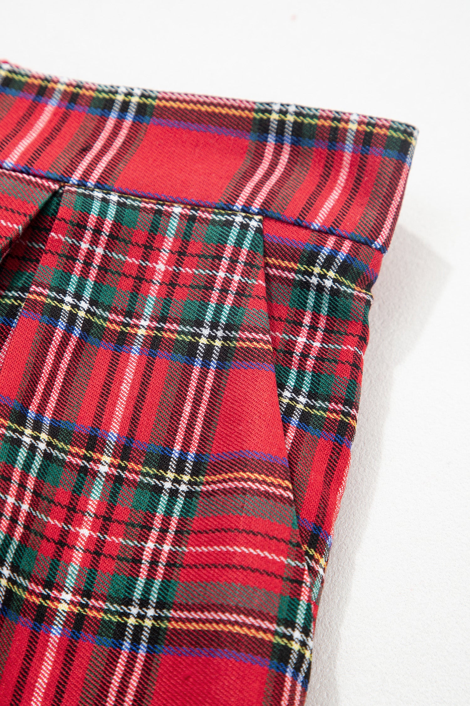 Red Festive Plaid Wide Leg Pull On Trousers