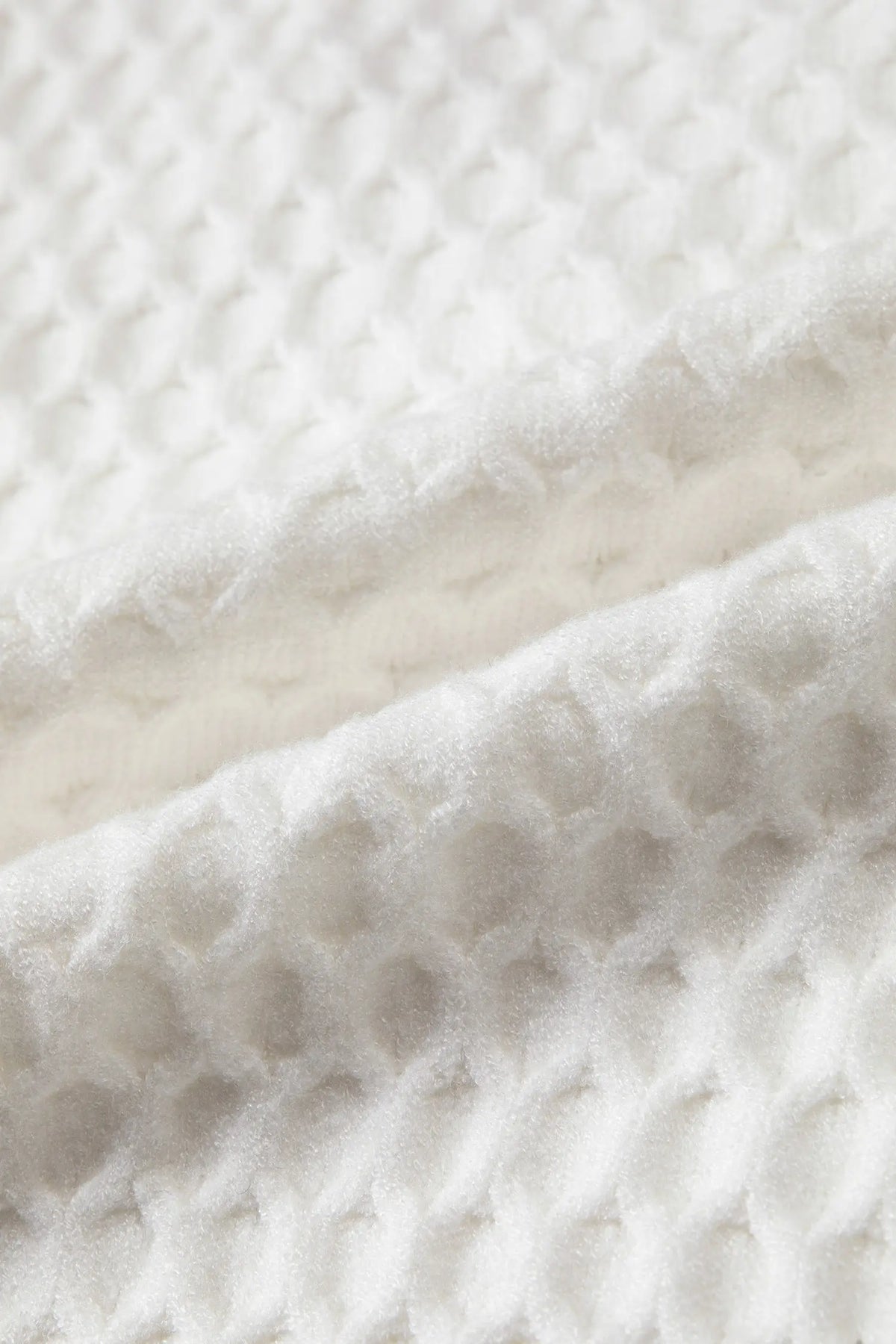 Solid Textured Knit Pearl Embellished Pullover Sweater – White