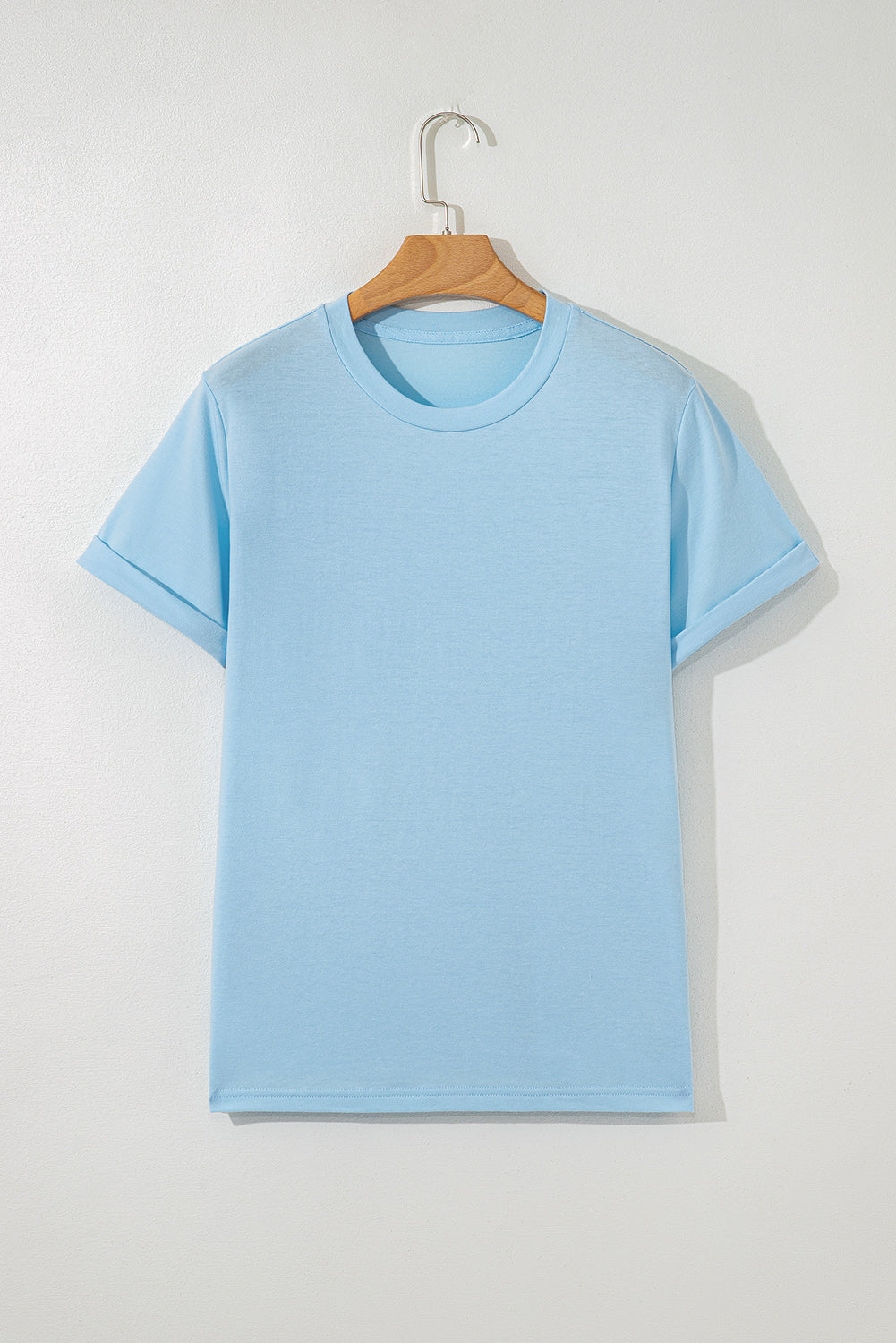 Bright Casual Plain Crew Neck Tee - eAura