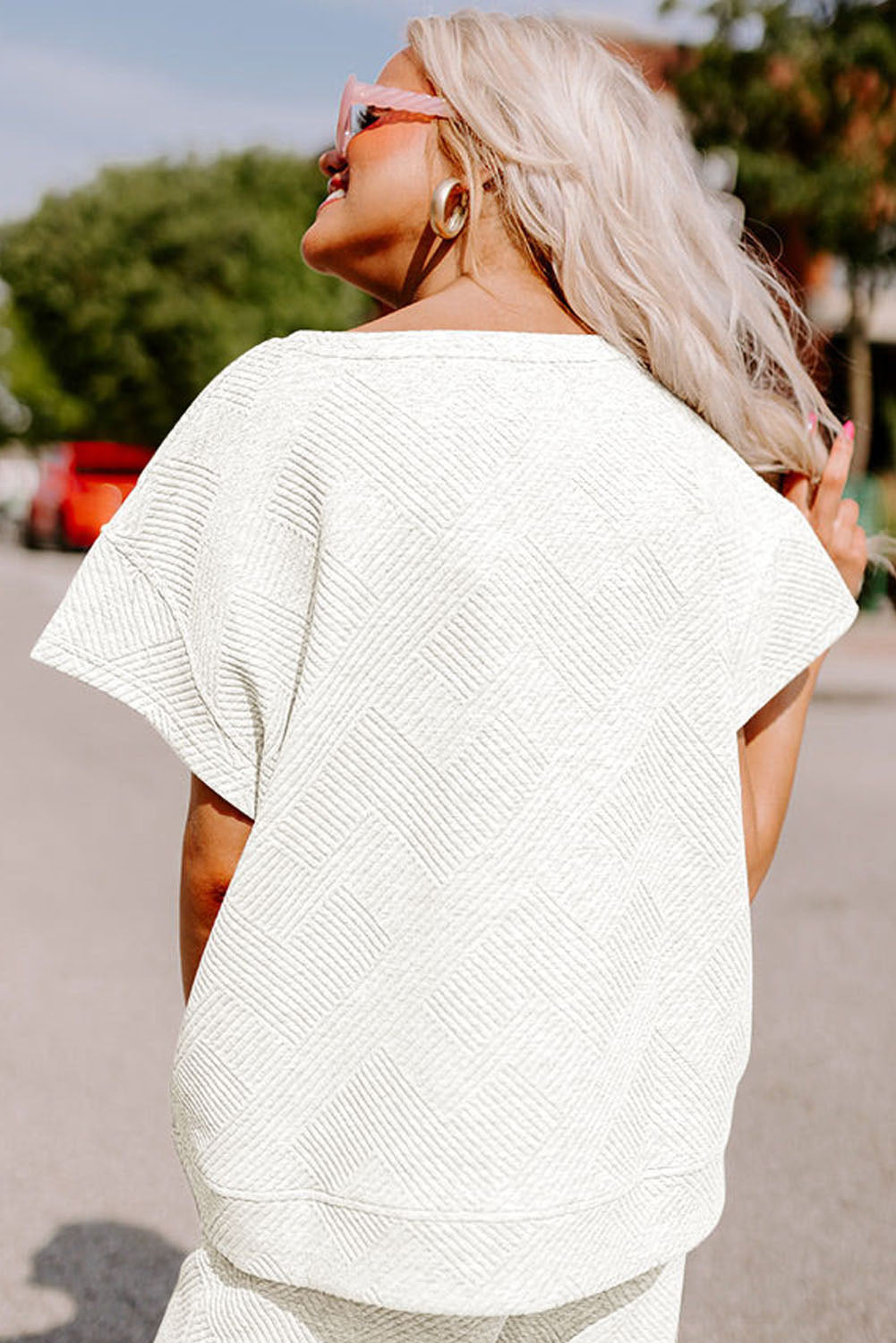 Textured Loose Fit T Shirt and Drawstring Trousers Co-ord Set eAura