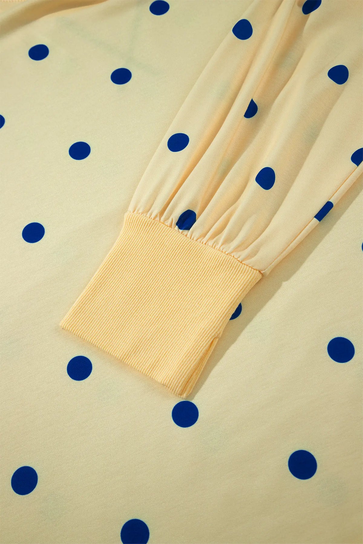 Round Neck Long Sleeve Polka Dot Plus Size Top – Beige