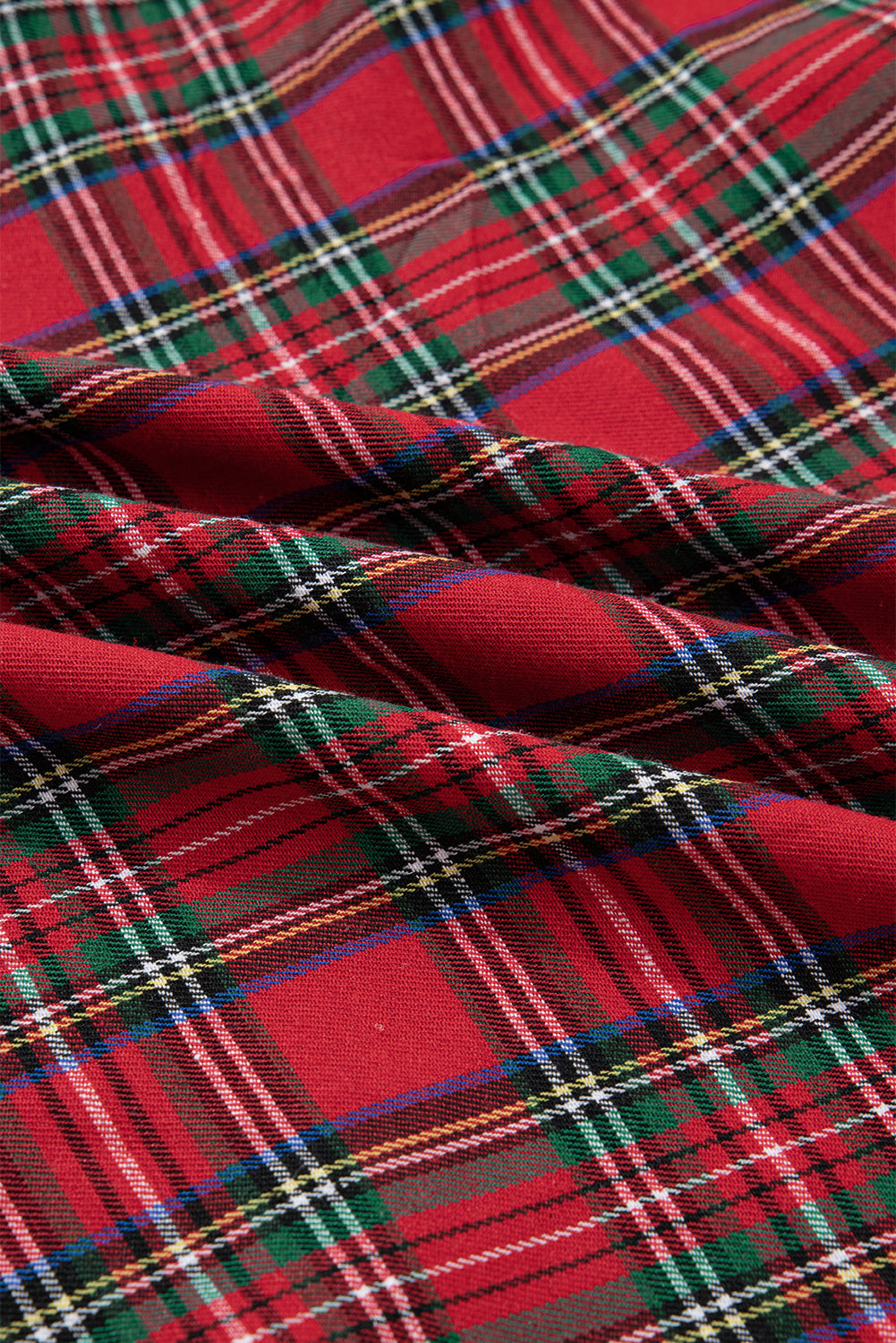 Plus Size Plaid Half Button Long Sleeve Holiday Dress - eAura