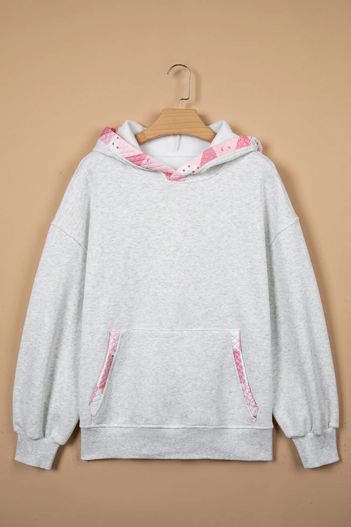 Contrast Patchwork Oversized Hoodie – Grey