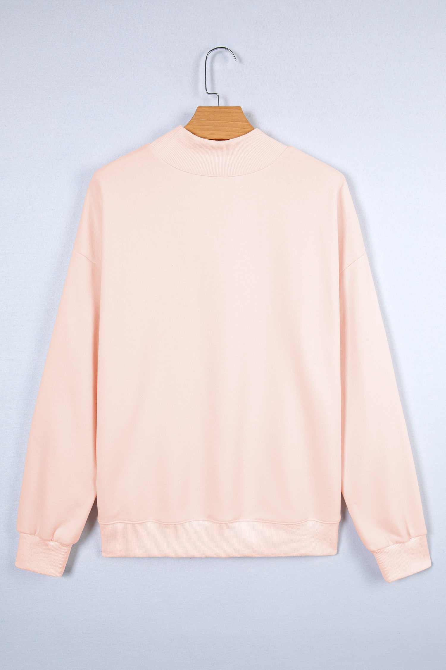 Oversized 'Blessed' Embroidered Mock Neck Sweatshirt - eAura