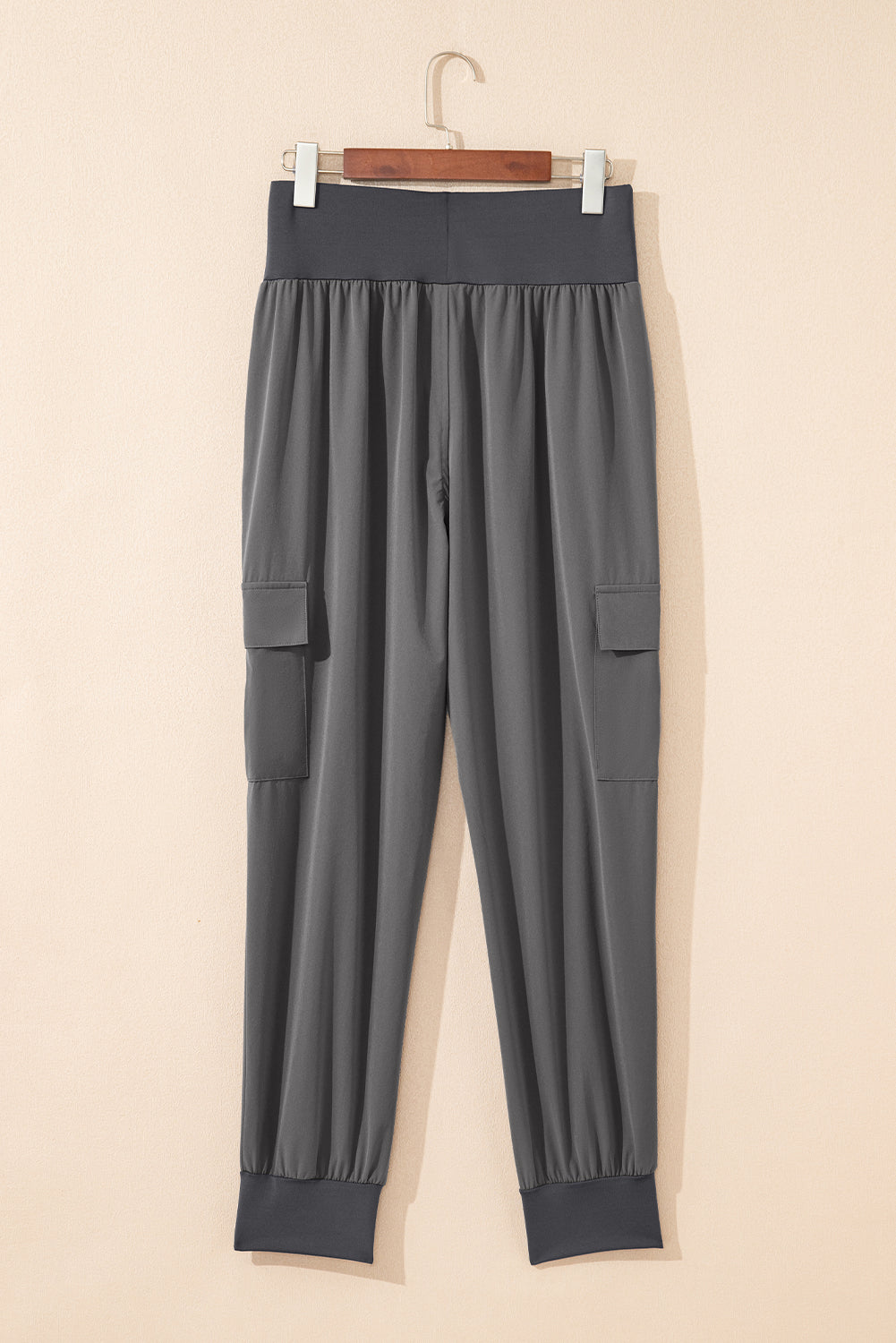 Elastic High Waist Cargo Jogger Trousers With Pockets - eAura