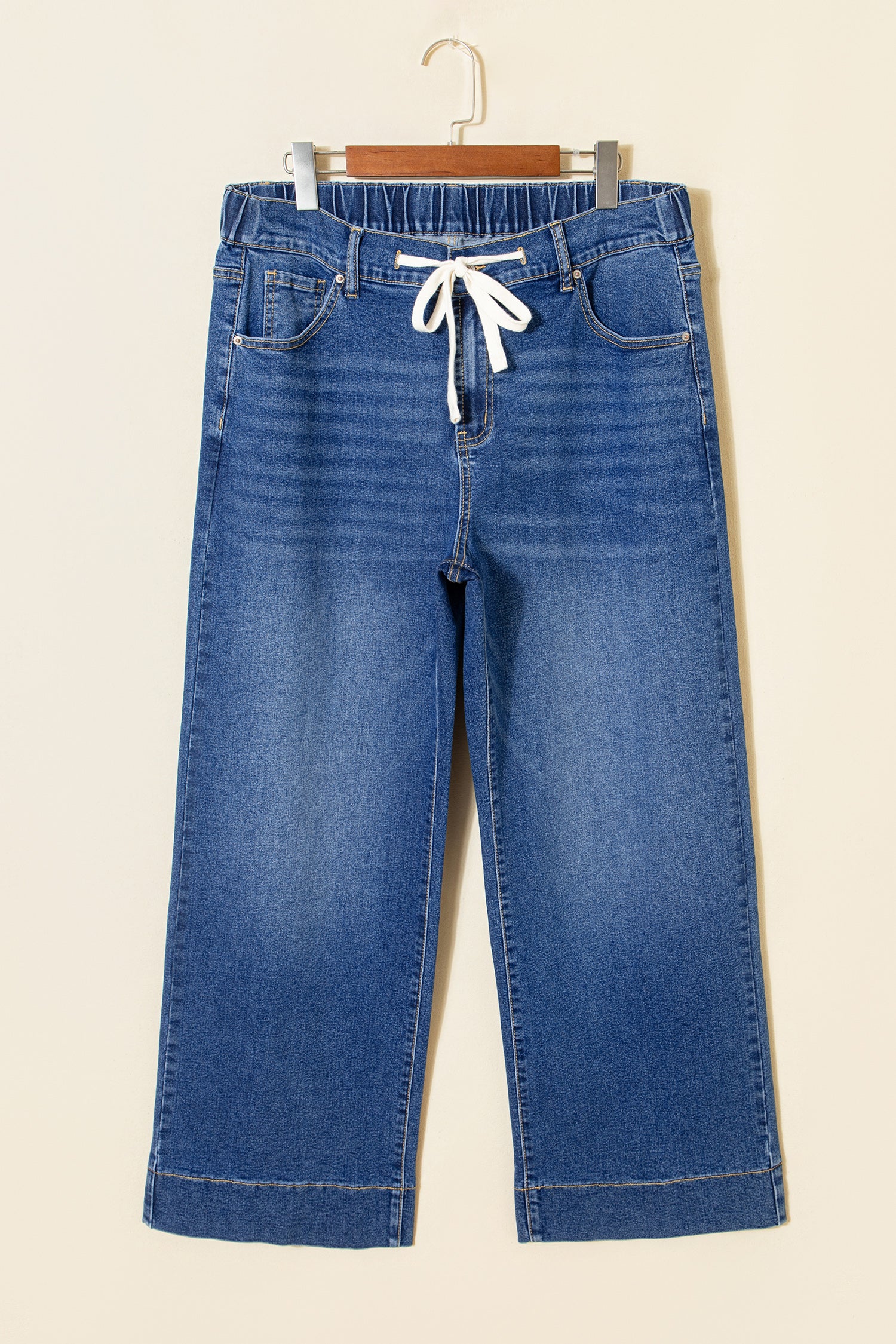 Acid Wash Contrast Lace-up Plus Size Jeans