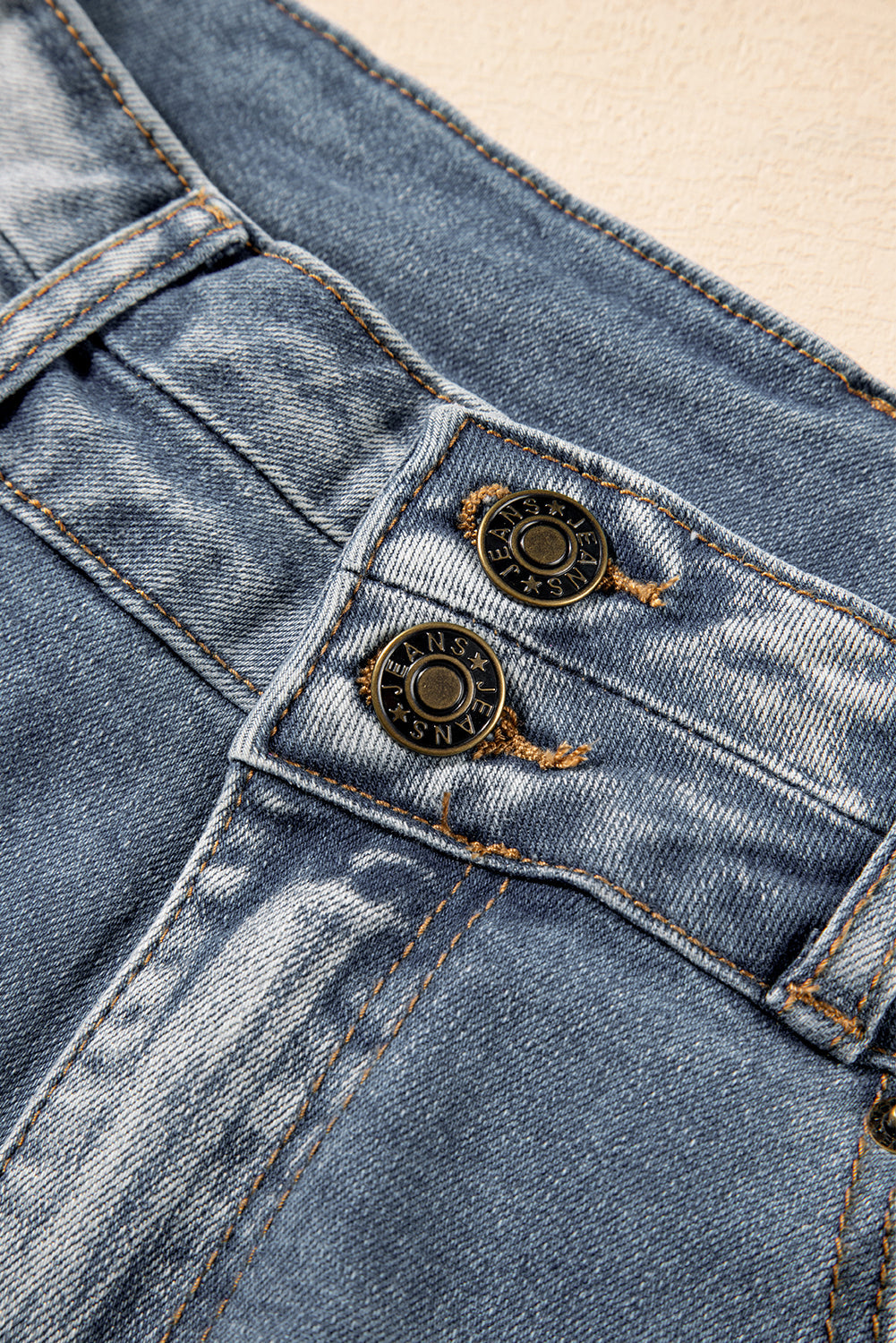 Dusk Blue Vintage Light Wash Ripped Raw Edge Flare Jeans Beagle Boutique Fashion Outlet