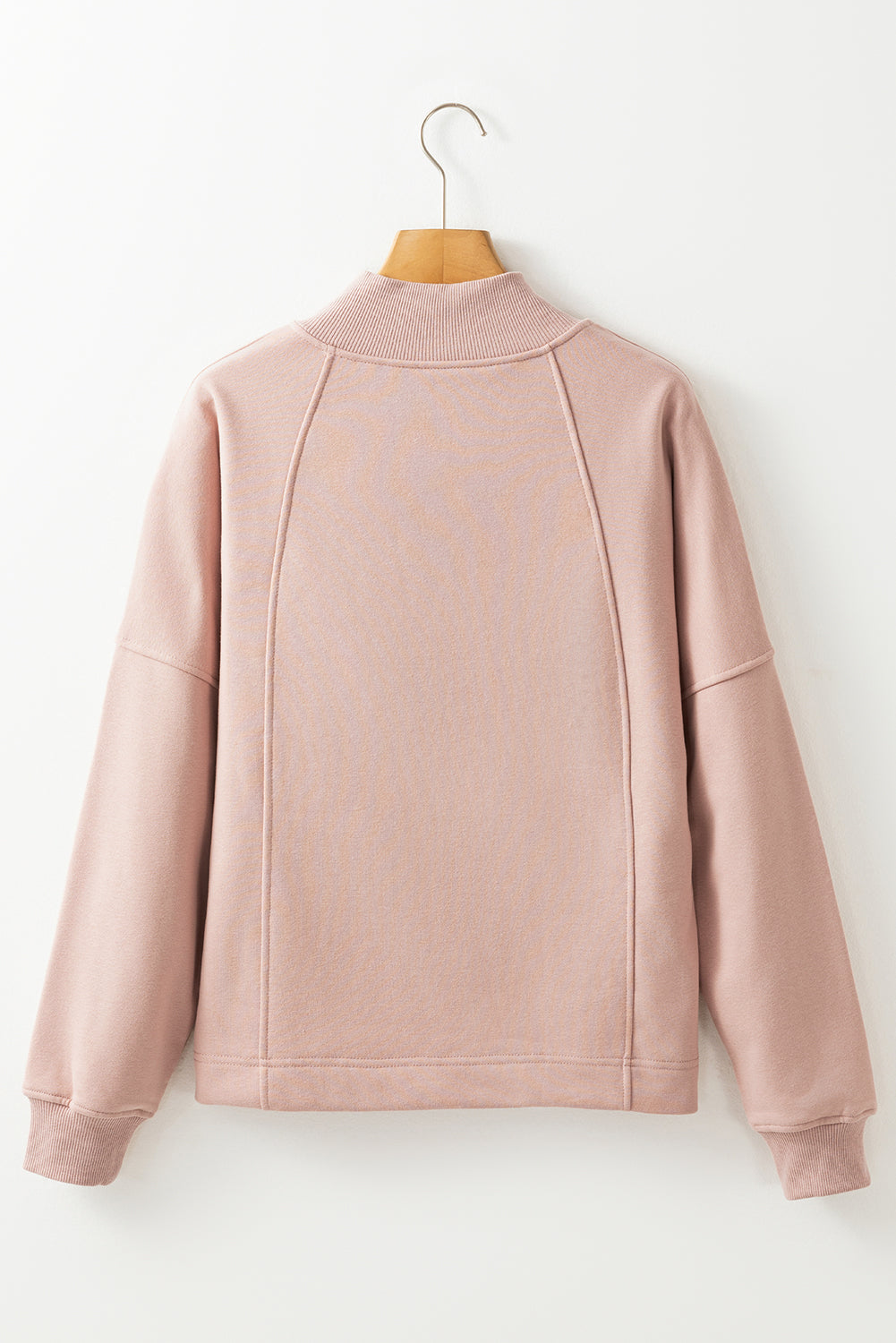 Smoke Gray Zipped Neck Pullover Drop Shoulder Sweatshirt Beagle Boutique Fashion Outlet
