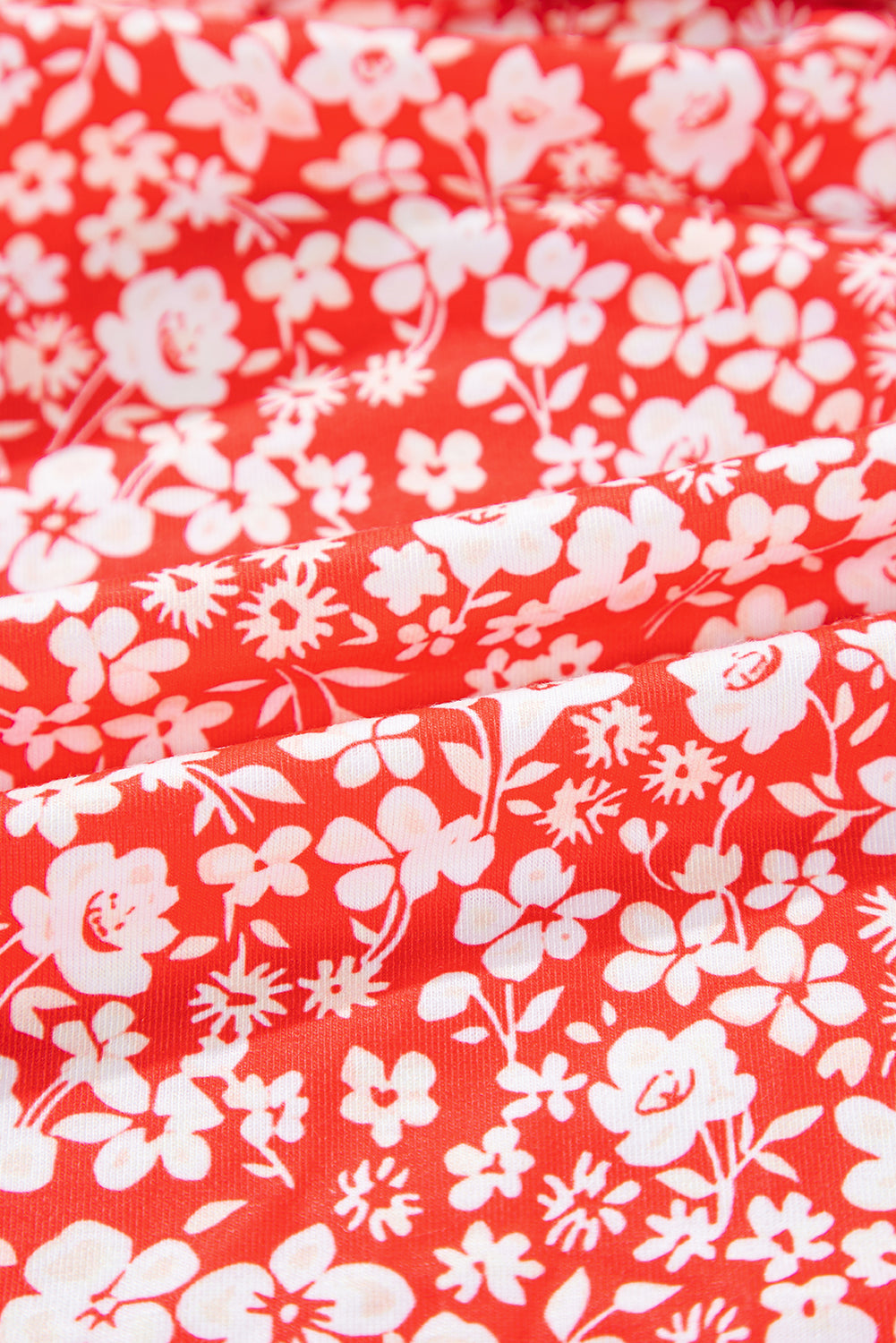 Red Plus Size Floral V Neck Flared Bracelet Sleeve Blouse BB Fashion Outlet