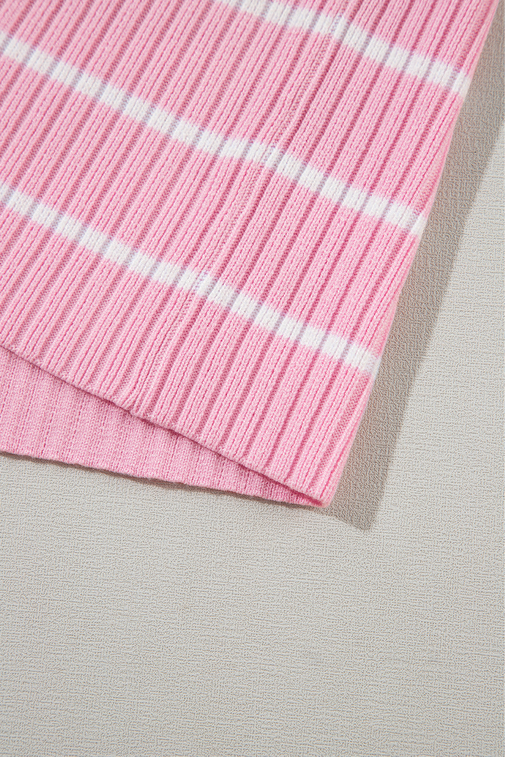 Pink Stripe Ribbed Loose Plus T Shirt BB Fashion Outlet