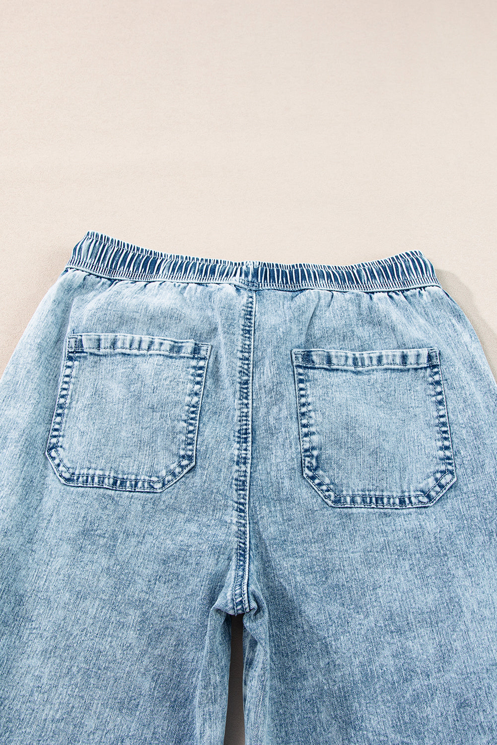 Myosotis Mineral Wash Drawstring Waist Loose Straight Denim Trousers Beagle Boutique Fashion Outlet