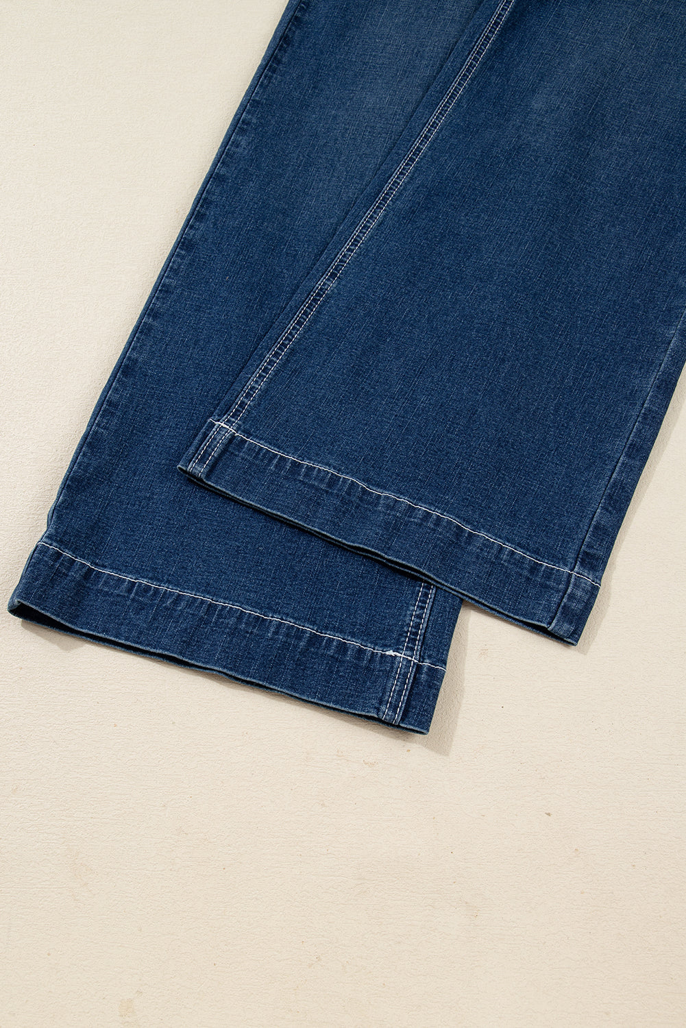 Stitched Waist Detail Loose Cuffed Jeans - eAura