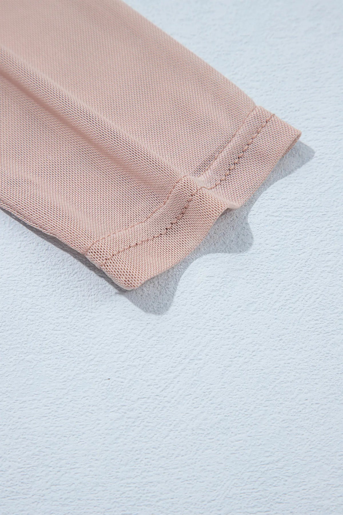 Solid Colour Velvet Knot Square Neck Sheer Long Sleeve Bodysuit – Light French Beige