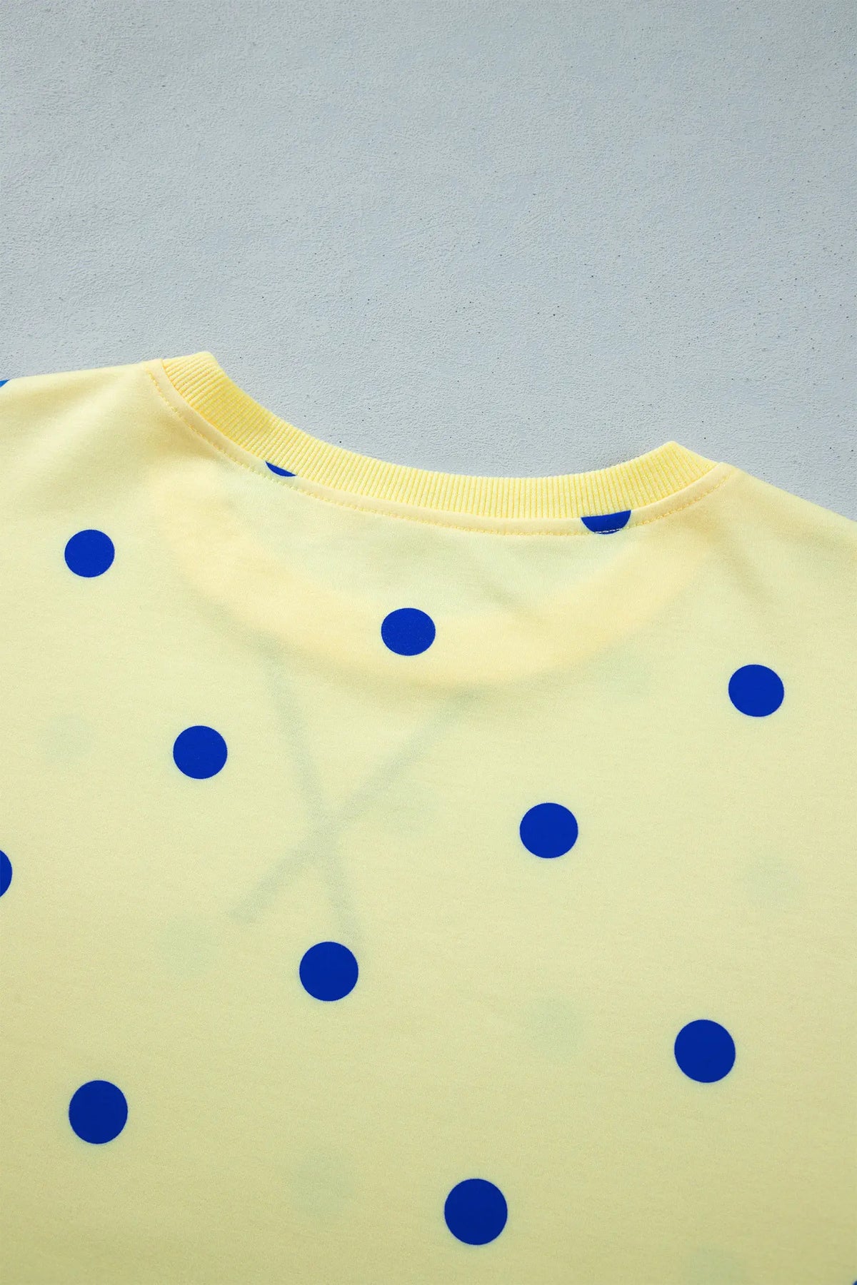 Polka Dot Loose Long Sleeve Split Hem Pullover Top – Yellow