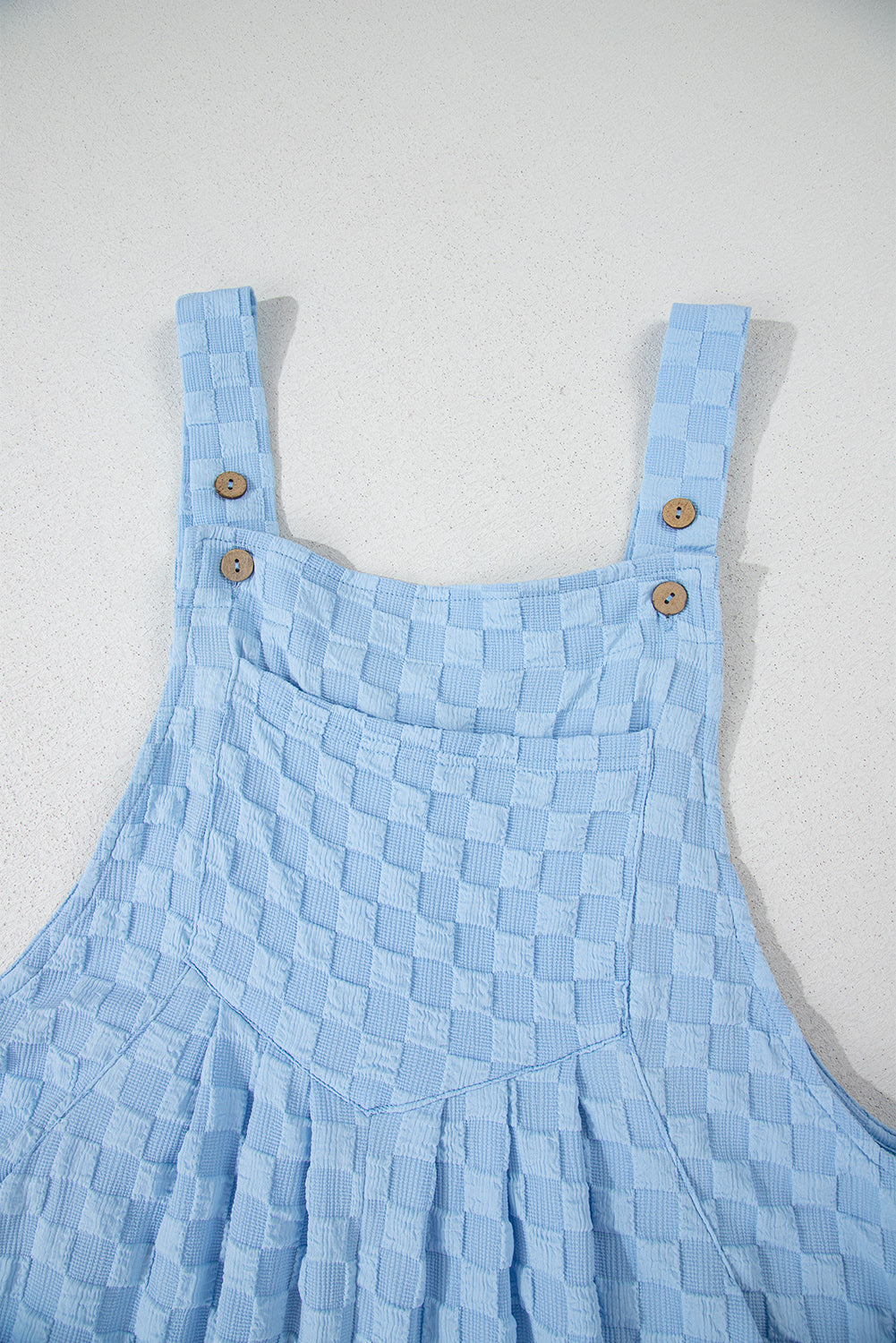 Beau Blue Checkered Pocketed High Waist Wide Leg Overall Dungarees eAura