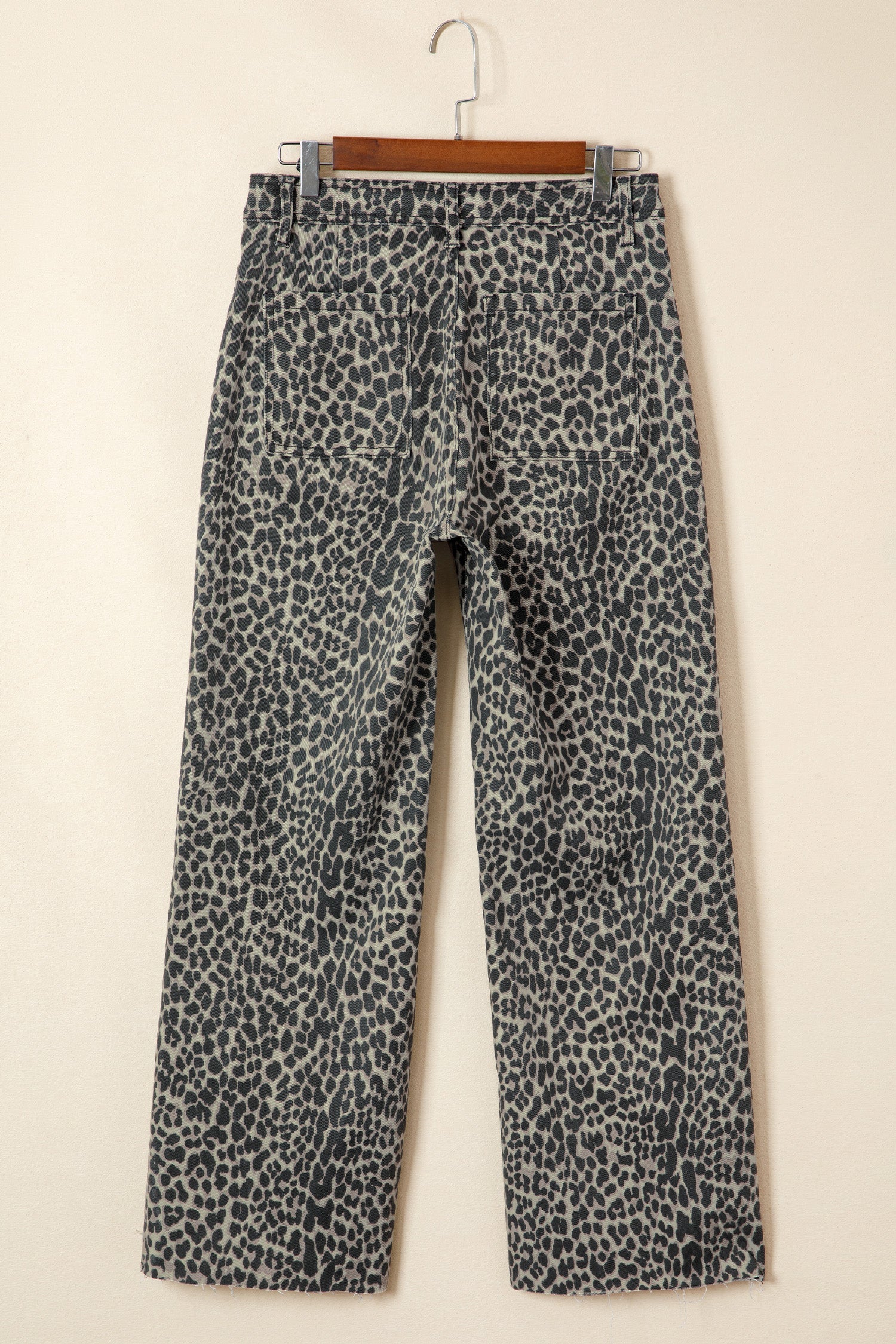 Leopard Print Wide Leg High Waist Jeans - Bottoms/Jeans/WideLeg