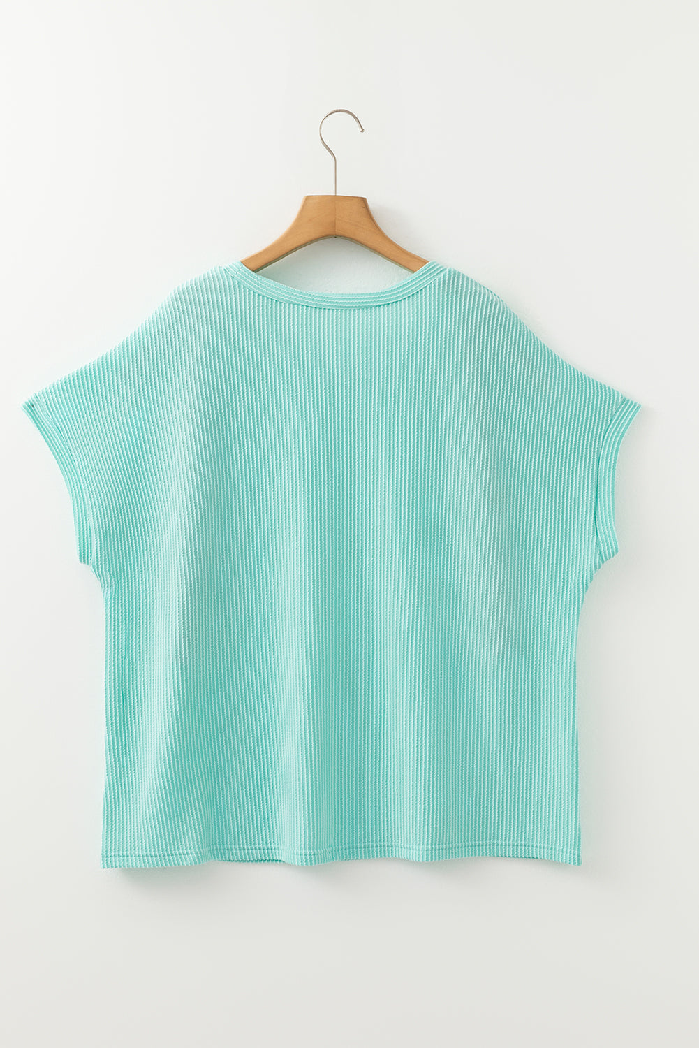 Twisted Rib Contrast Pocket Knit Crew Neck Plus Size T-Shirt BB Fashion Outlet