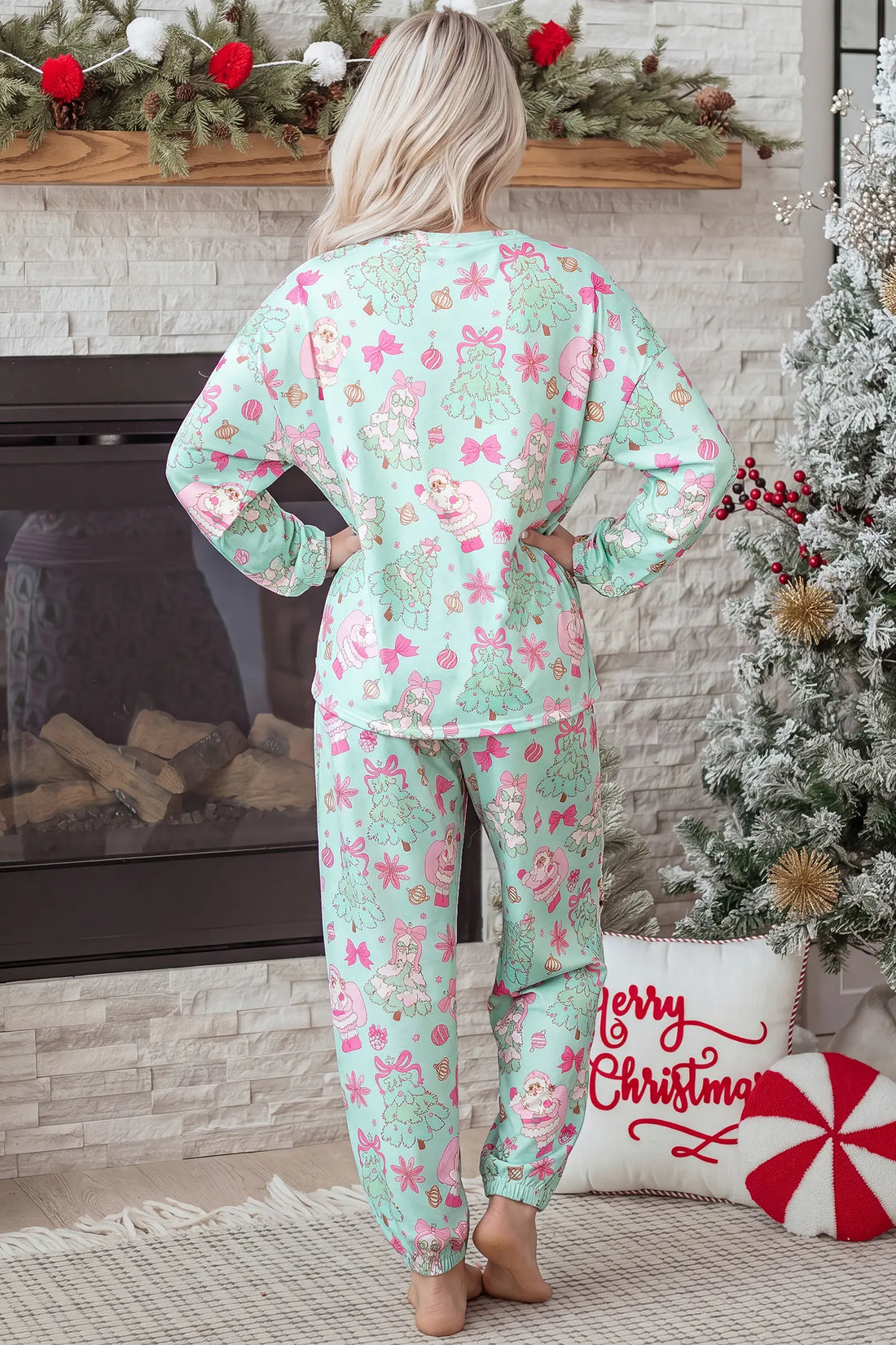 Two-Piece Lounge Set Long Sleeve Abstract Print