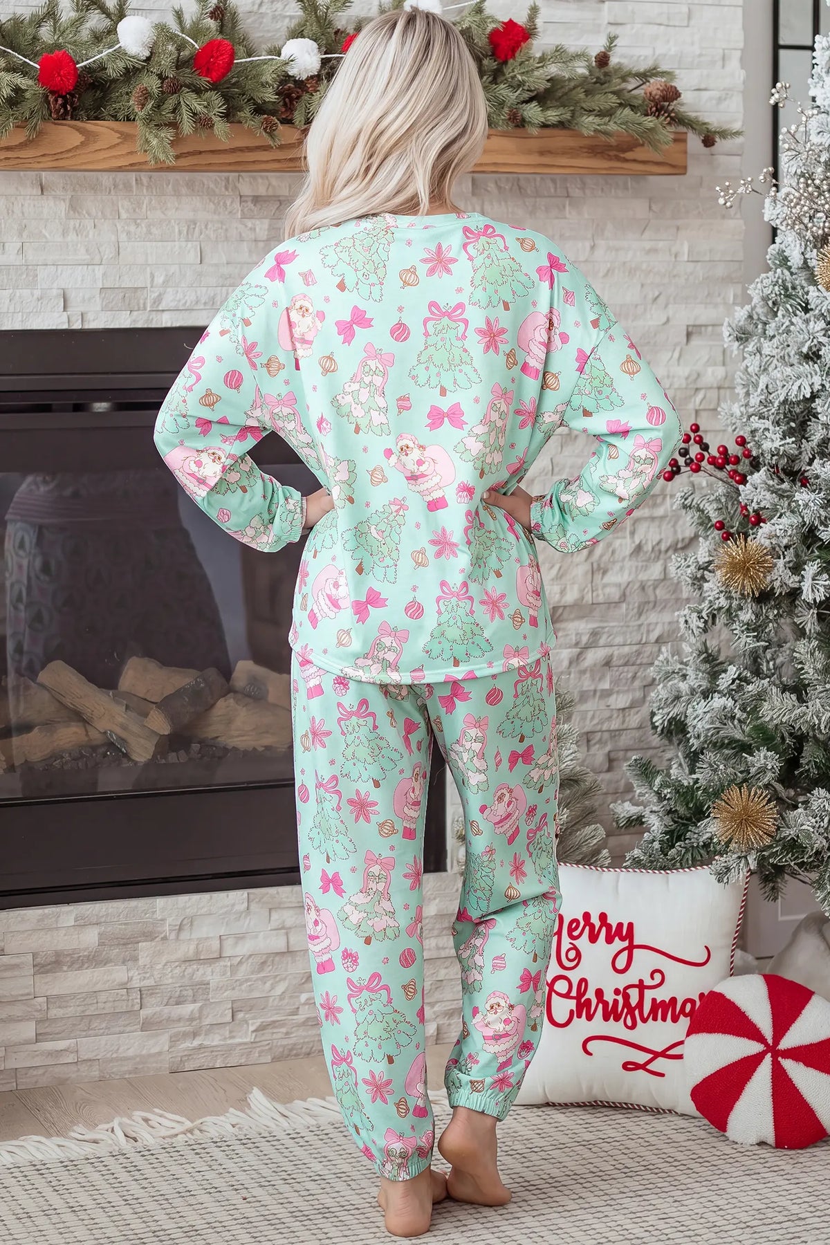 Two-Piece Lounge Set Long Sleeve Abstract Print