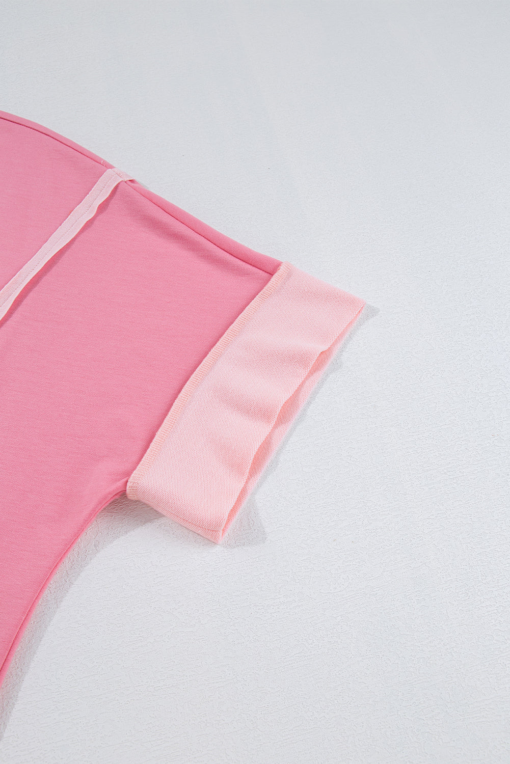 Peach Blossom Half Sleeve Raw Seam High Low Side Split Top - eAura