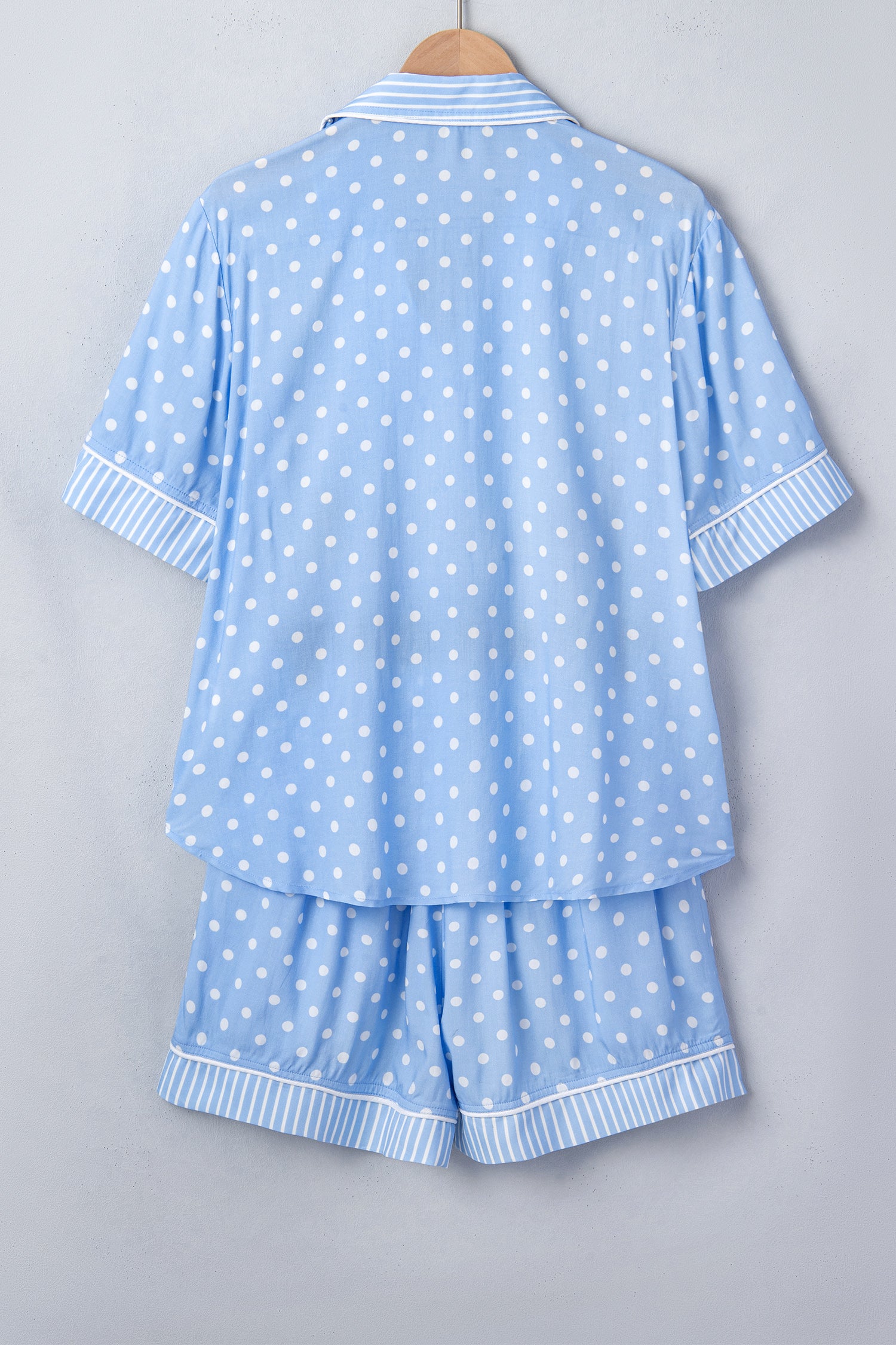 Sky Blue Dotted Print Soft Short Pajama Set – Light Blue