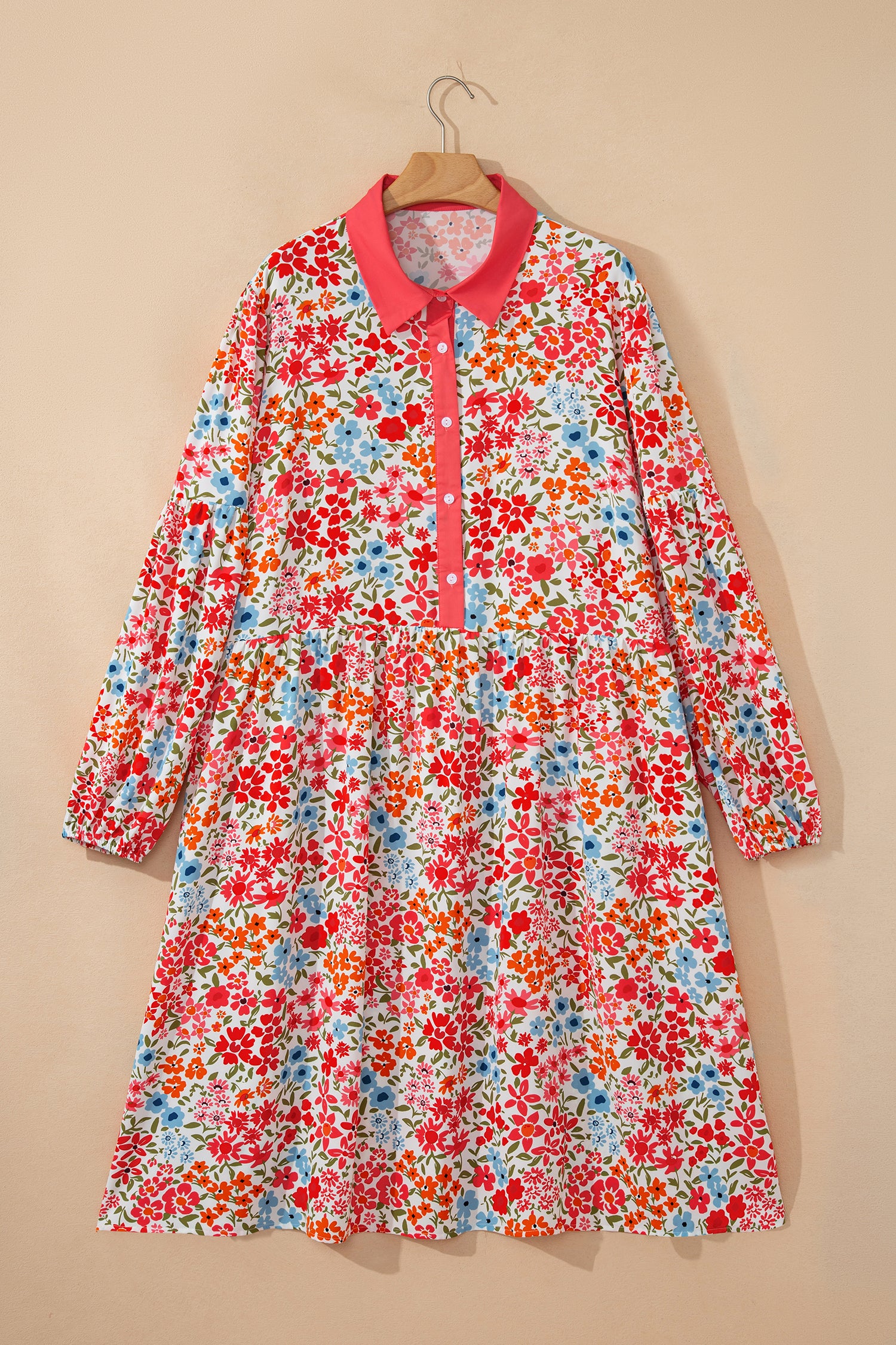 Plus Size V-Neck Leopard Print Puff Sleeve Mini Dress