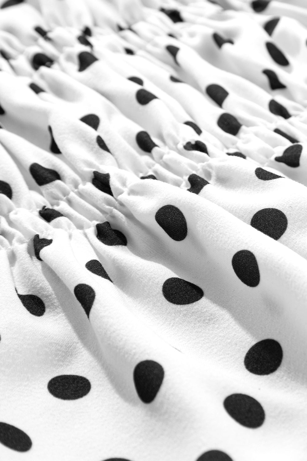 Black Polka Dot Puff Sleeve Bow Square Neck Peplum Top eAura