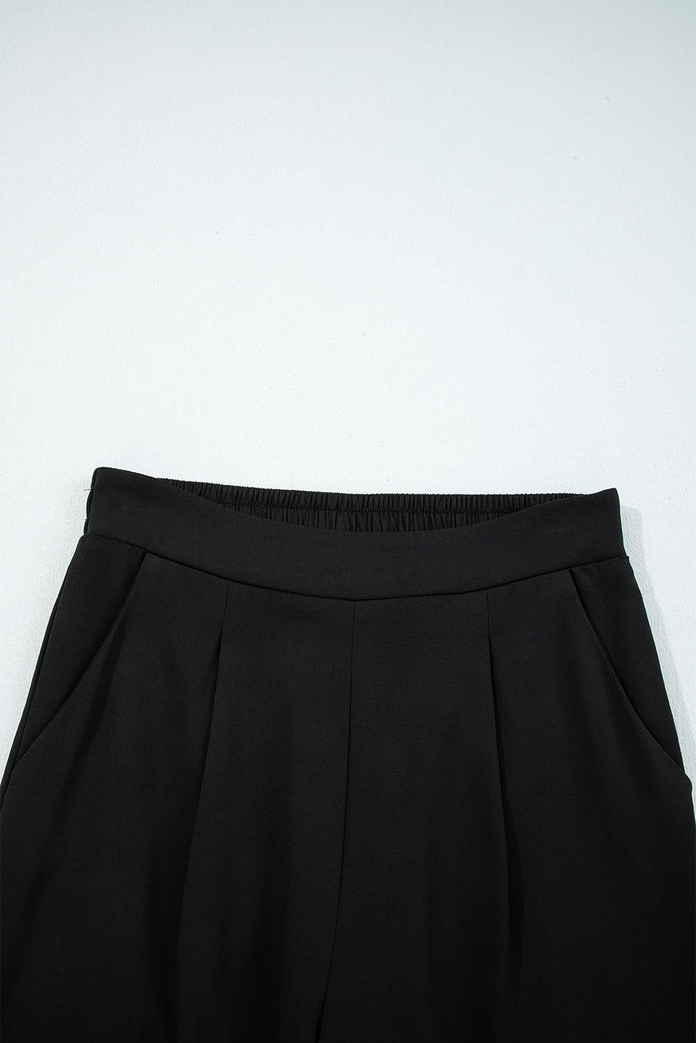 Pleated Detail Elastic High Waist Straight Trousers - eAura