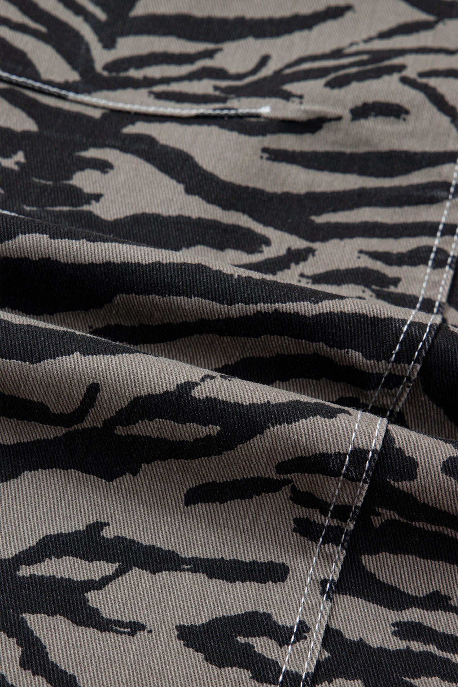 Zebra Stripe Printed Wide Leg Barrel Jeans – Gray