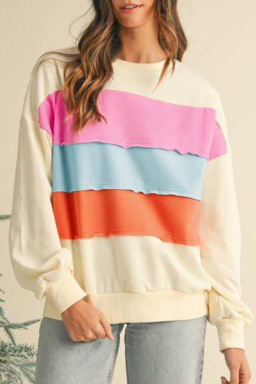 Colour-block Patchwork Drop Sleeve Sweatshirt