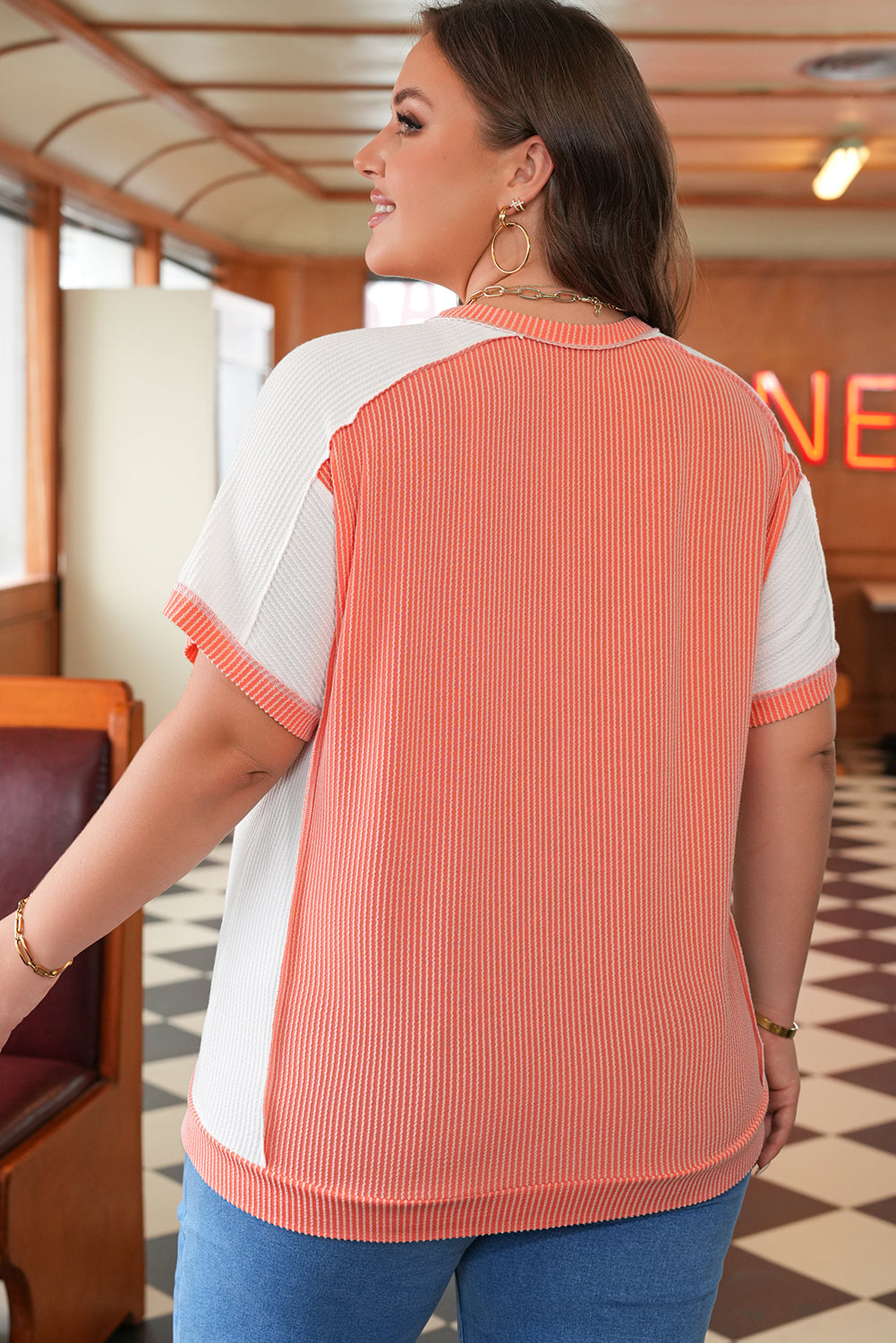 Rib Hi Low Plus Size Short Sleeve Top BB Fashion Outlet